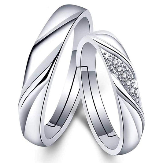 Valentine Gift Proposal Crystal Elegant Couple Adjustable Ring