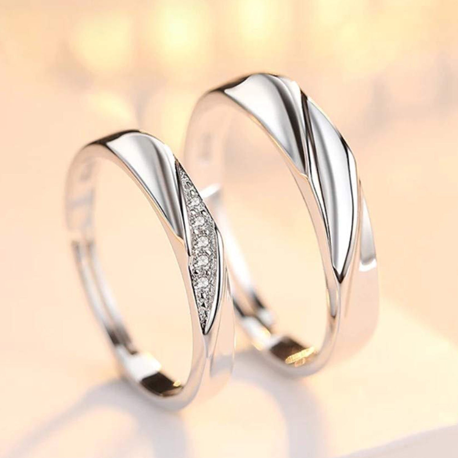 Valentine Gift Proposal Crystal Elegant Couple Adjustable Ring