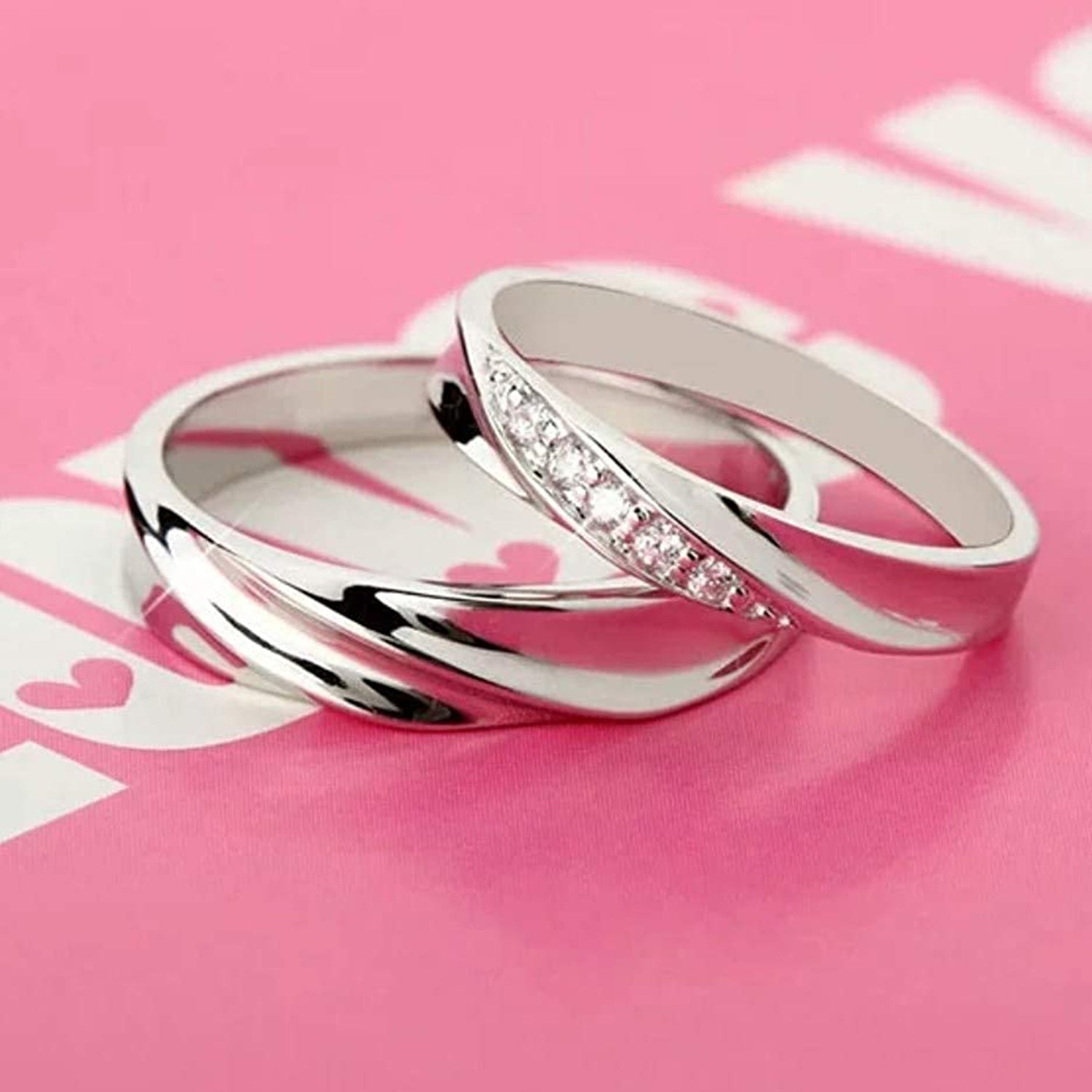 Valentine Gift Proposal Crystal Elegant Couple Adjustable Ring