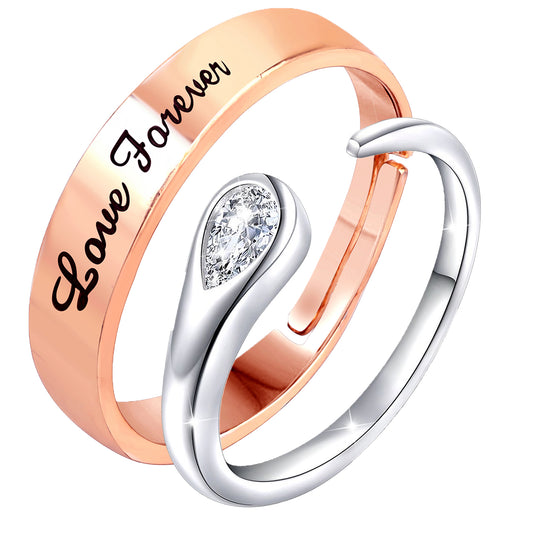 Valentine Gifts Love Forever and Open Wrap Adjustable Couple Ring