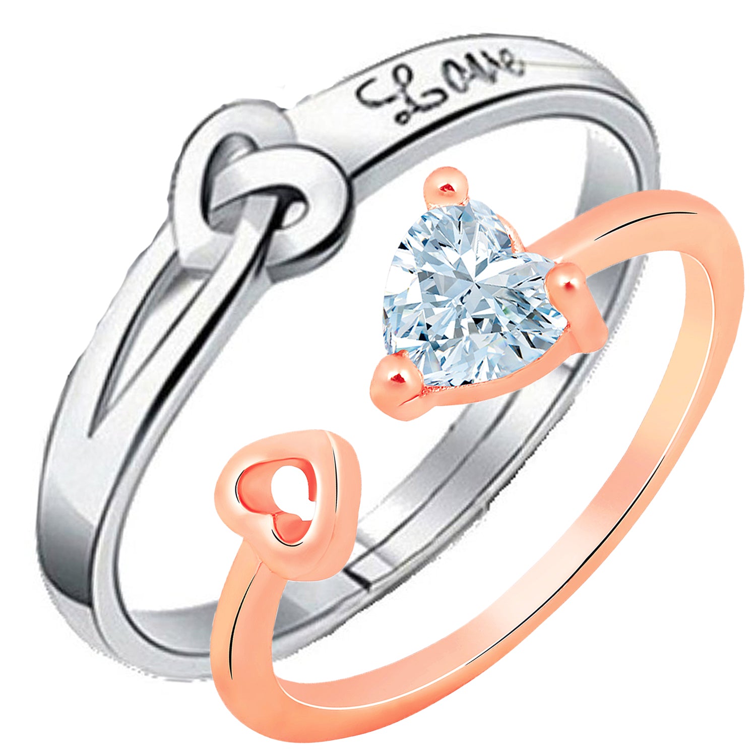 Valentine Gifts Dual Heart Adjustable Couple Ring