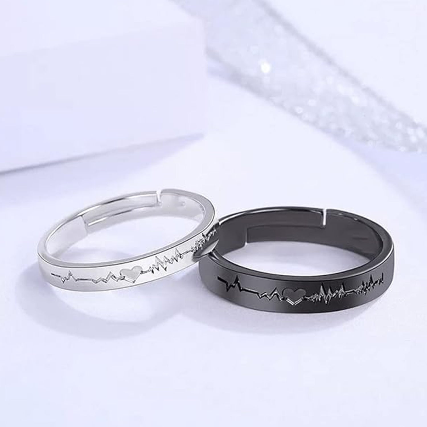 Heartbeat Couple Rings
