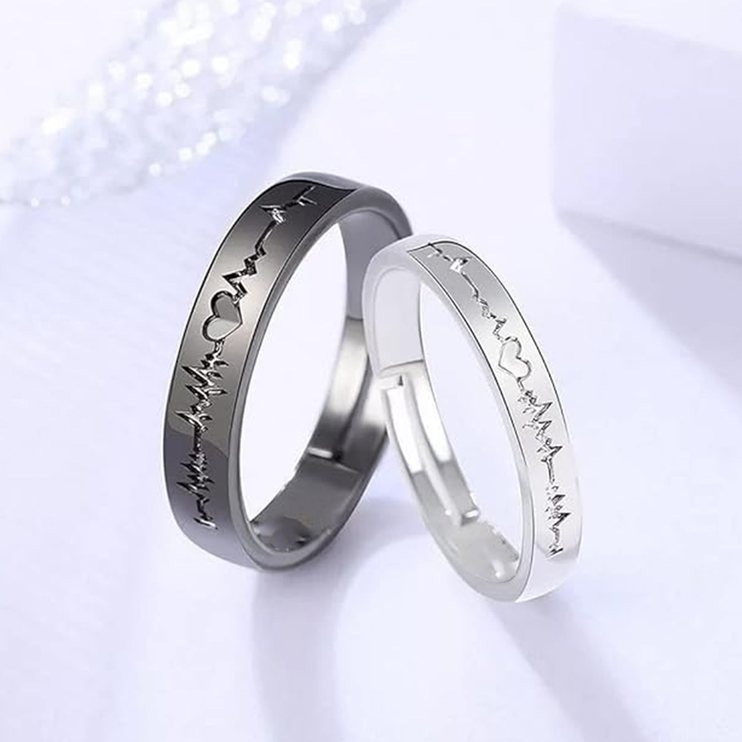 Heartbeat Couple Rings