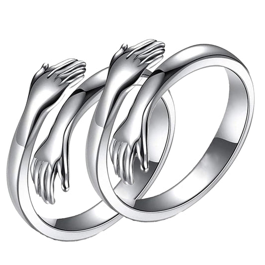 Exclusive Closed Hand Hug Couple Ring Set
