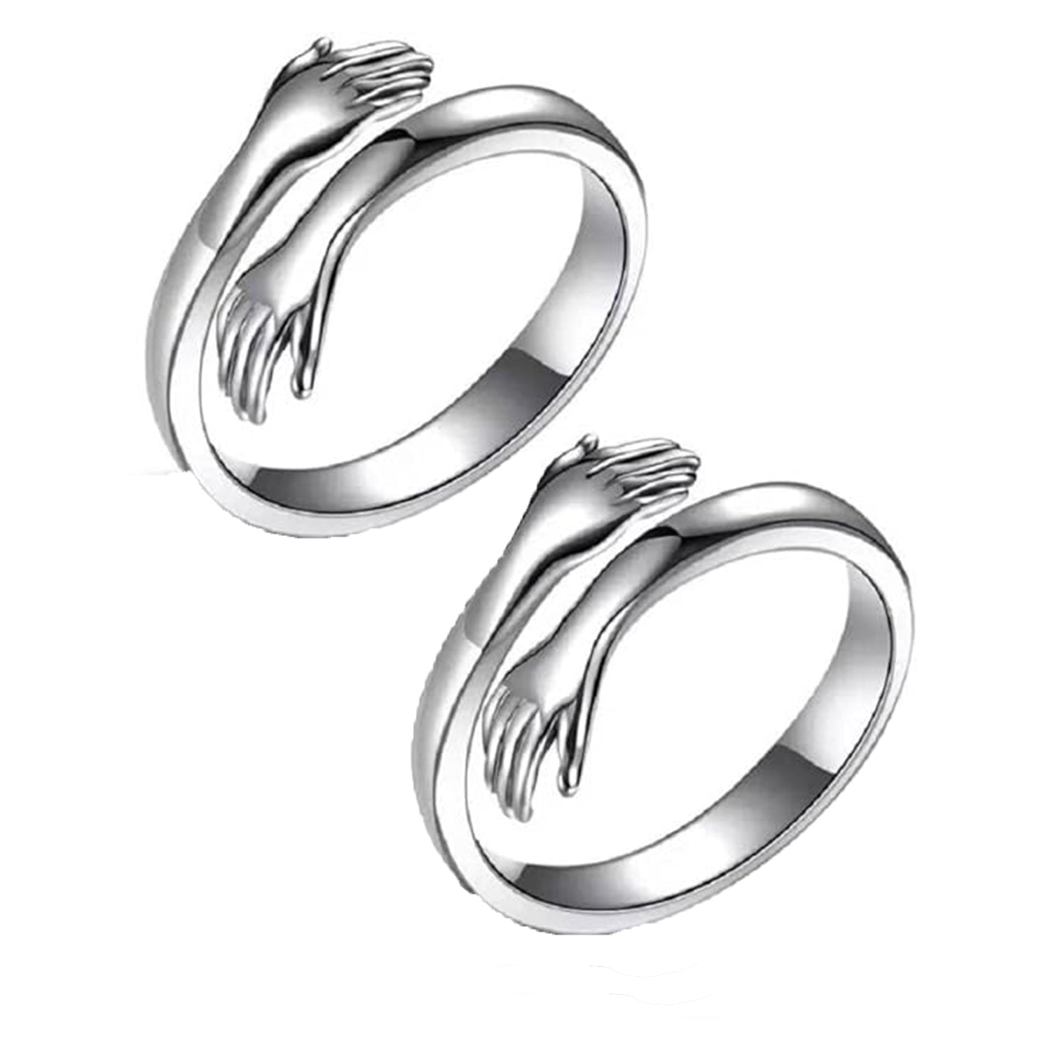 Exclusive Closed Hand Hug Couple Ring Set