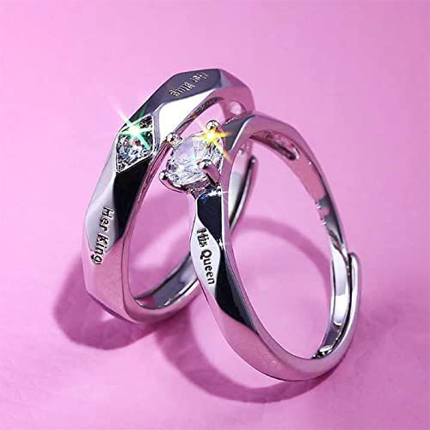 Her King and His Queen Adjustable Couple Finger Ring