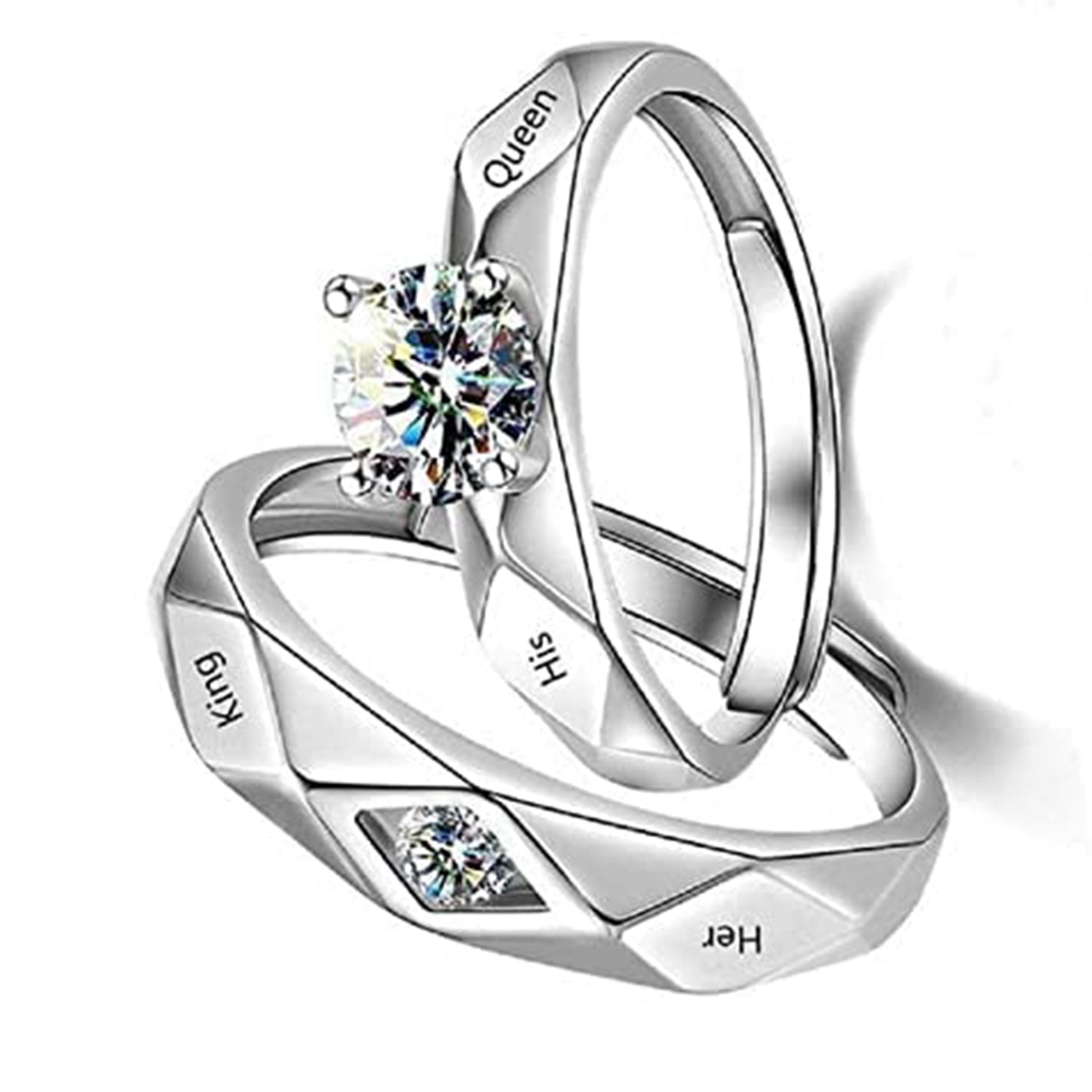 Her King and His Queen Adjustable Couple Finger Ring