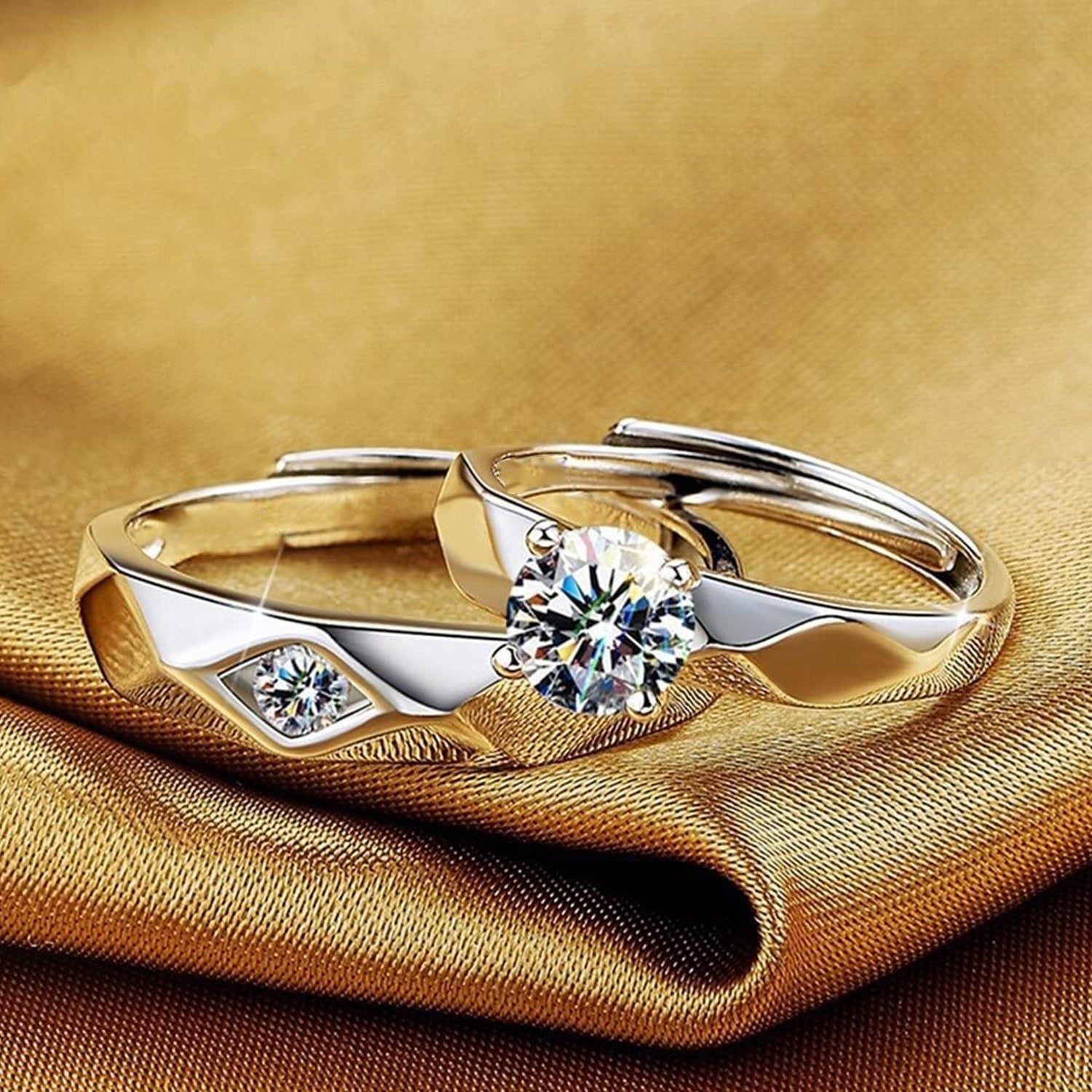 Her King and His Queen Adjustable Couple Finger Ring