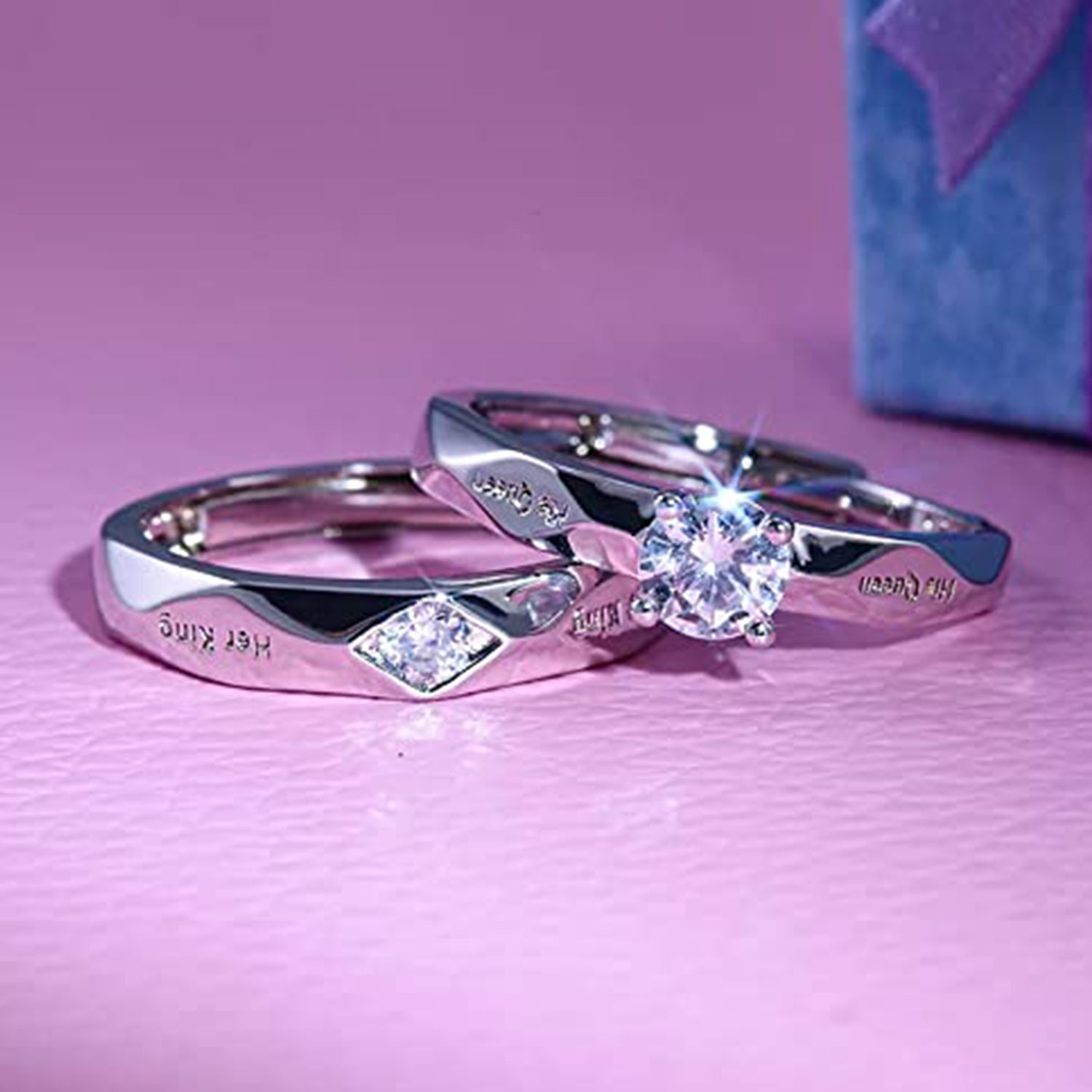 Her King and His Queen Adjustable Couple Finger Ring