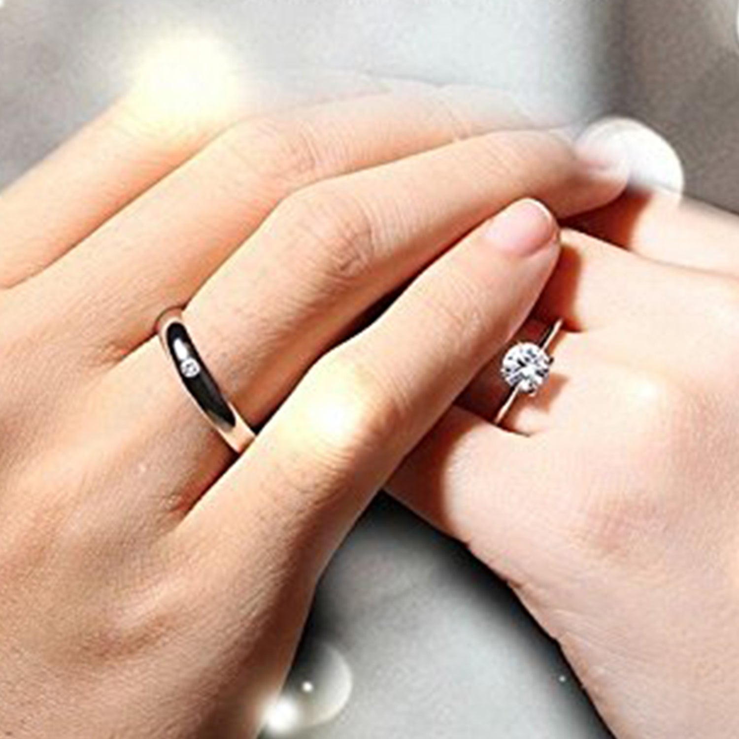 Cubic Zirconia and Crystal Valentine's Day Couple Ring Gift with Rose Box