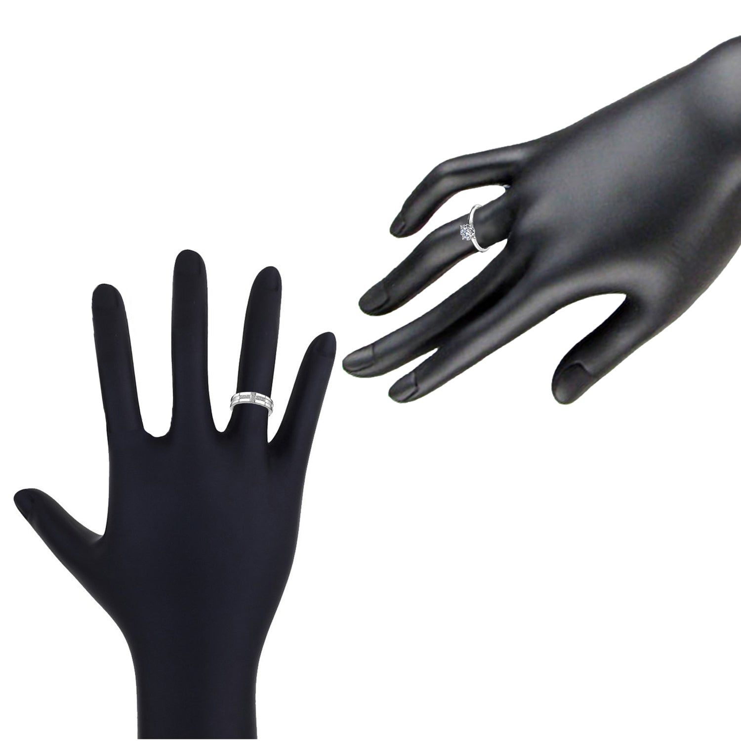 Valentine Gift Cubic Zirconia Couple Ring Set with Rose Box