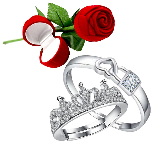 Lock Heart and Crown' Proposal Adjustable Couple Ring