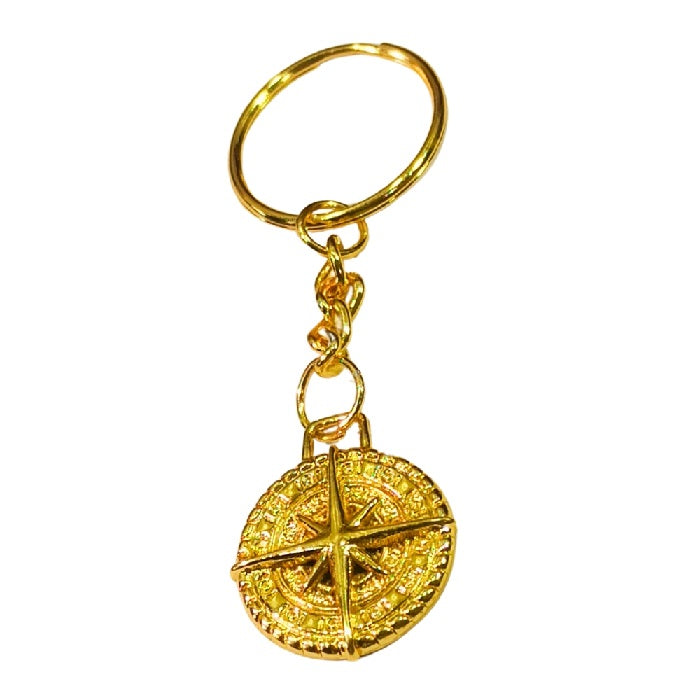 Round Cross Compass Keychain