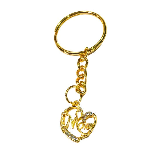 Heart Keychain for Mom with White Crystal
