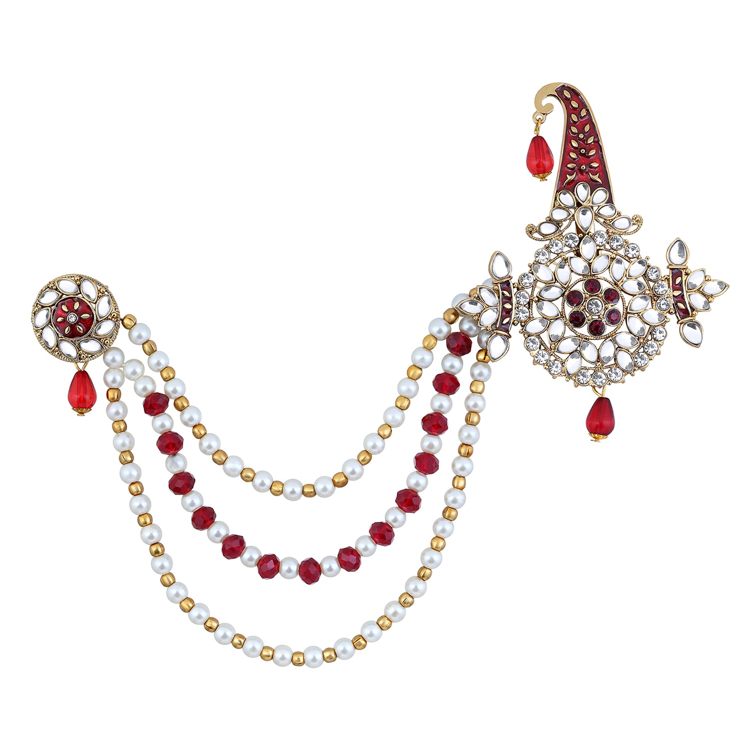 Triple Layered Mala Meenakari Work Kalangi Brooch