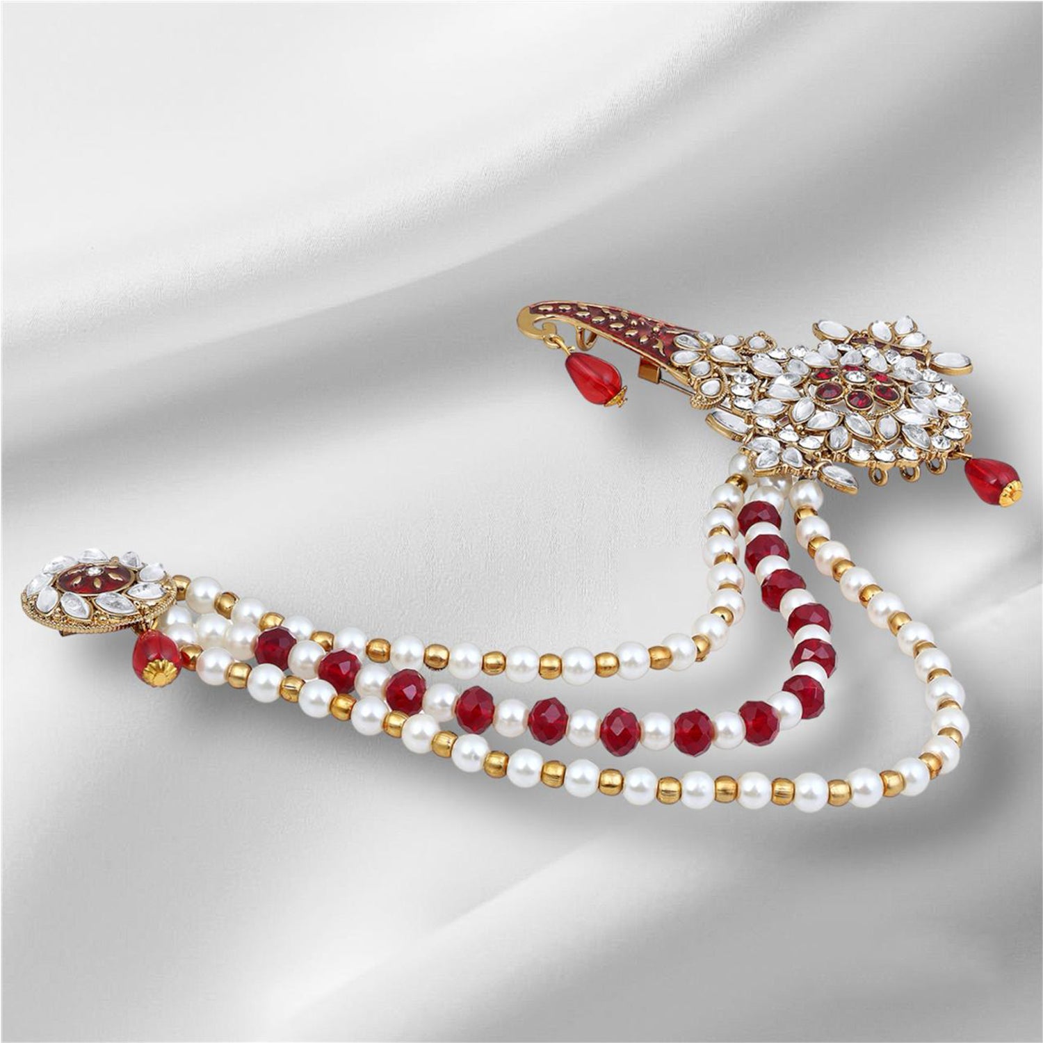 Triple Layered Mala Meenakari Work Kalangi Brooch