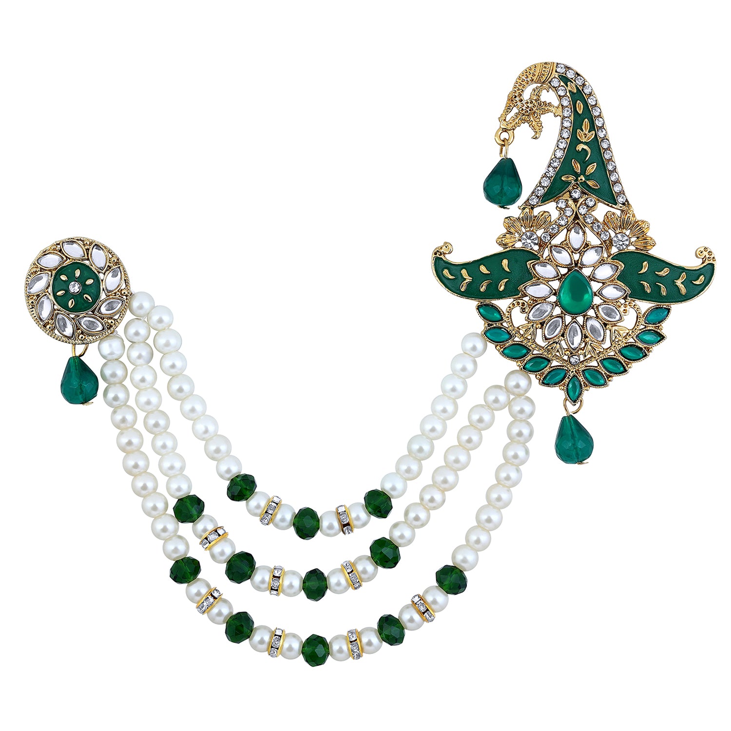 Triple Layered Mala Meenakari Work Kalangi Brooch
