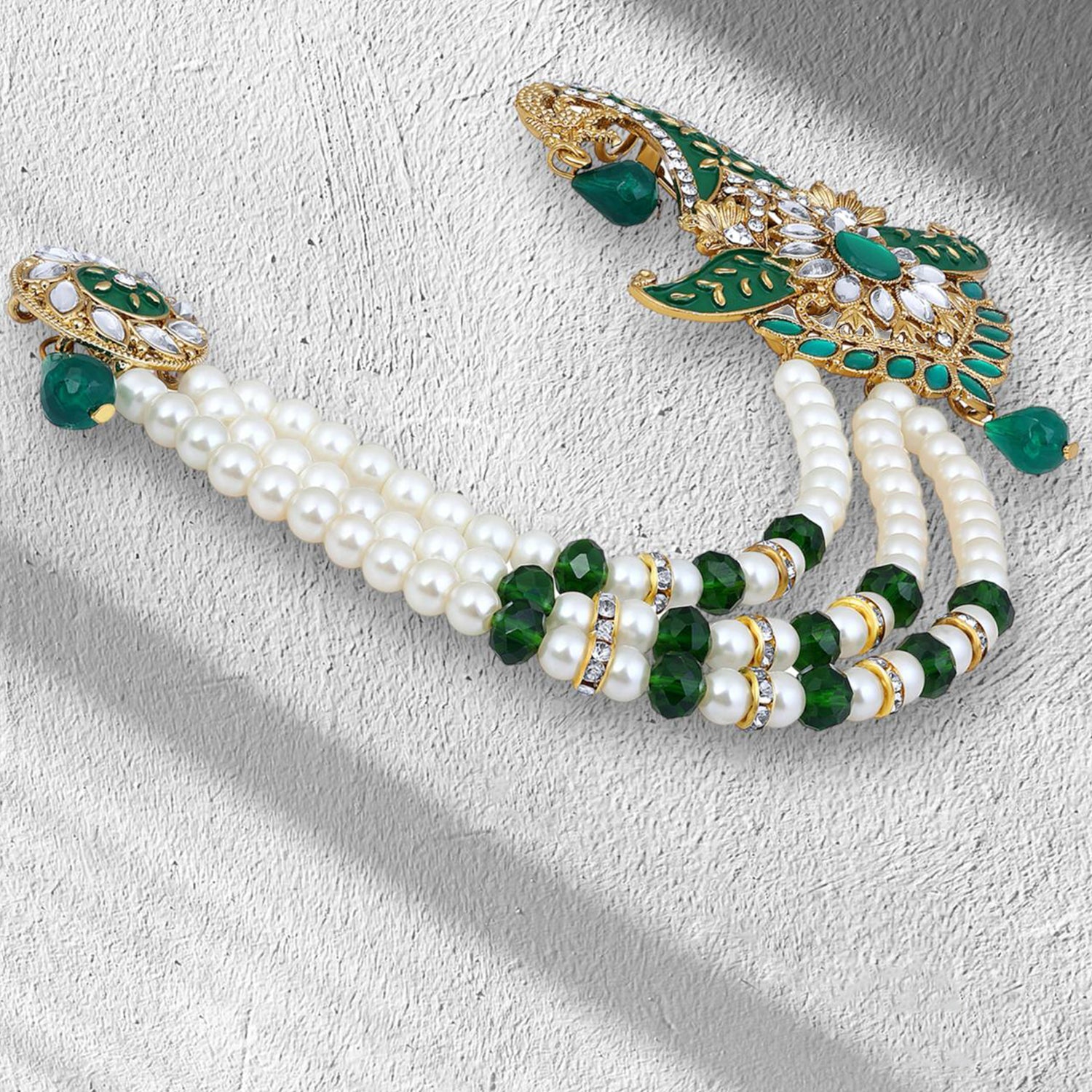 Triple Layered Mala Meenakari Work Kalangi Brooch