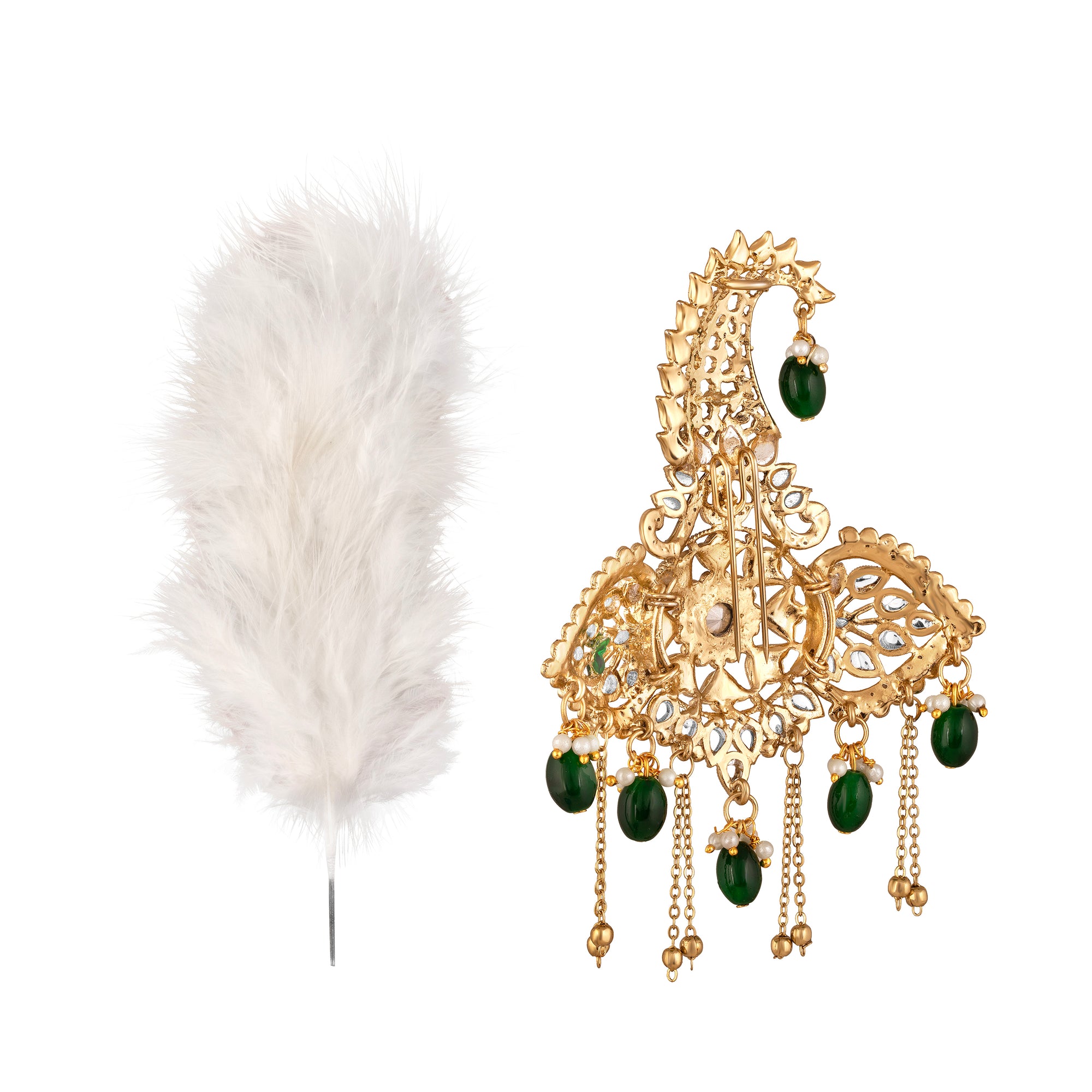 Green Kalangi (Kalgi) with Feather for Pheta