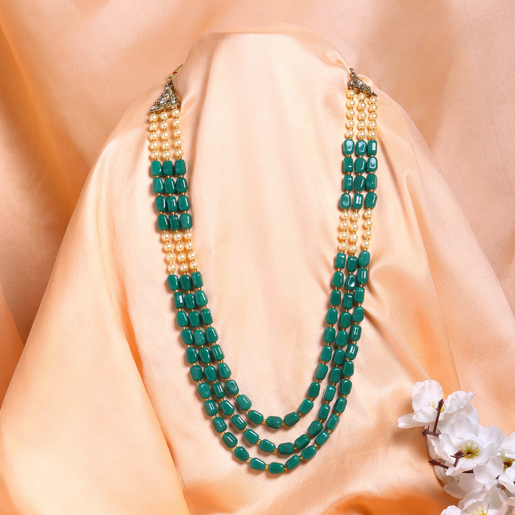 Three Layer Green Maharaj Haar / Groom Kantha