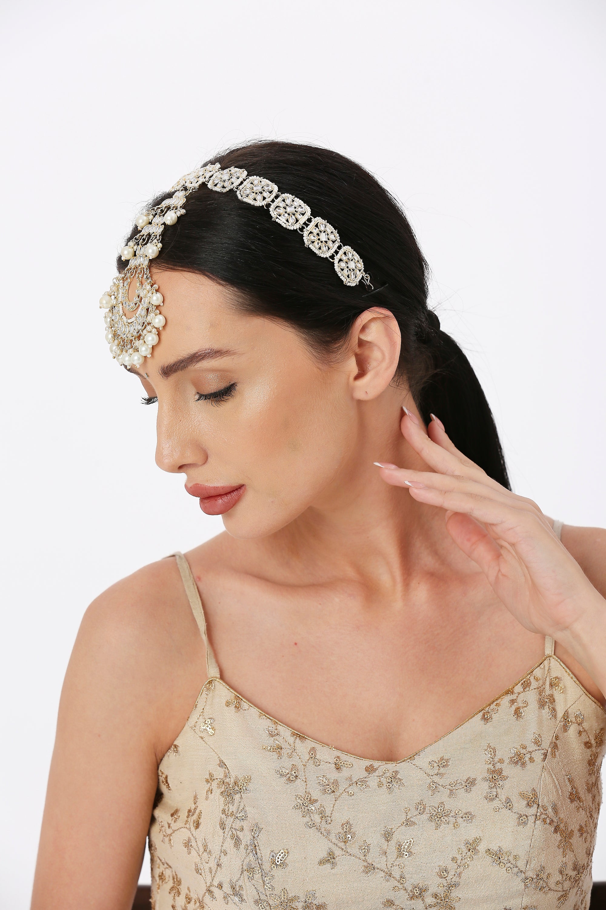 Kundan Traditional Wedding Bridal Sheeshphool/SheeshPatti Maangtikka Matha Patti