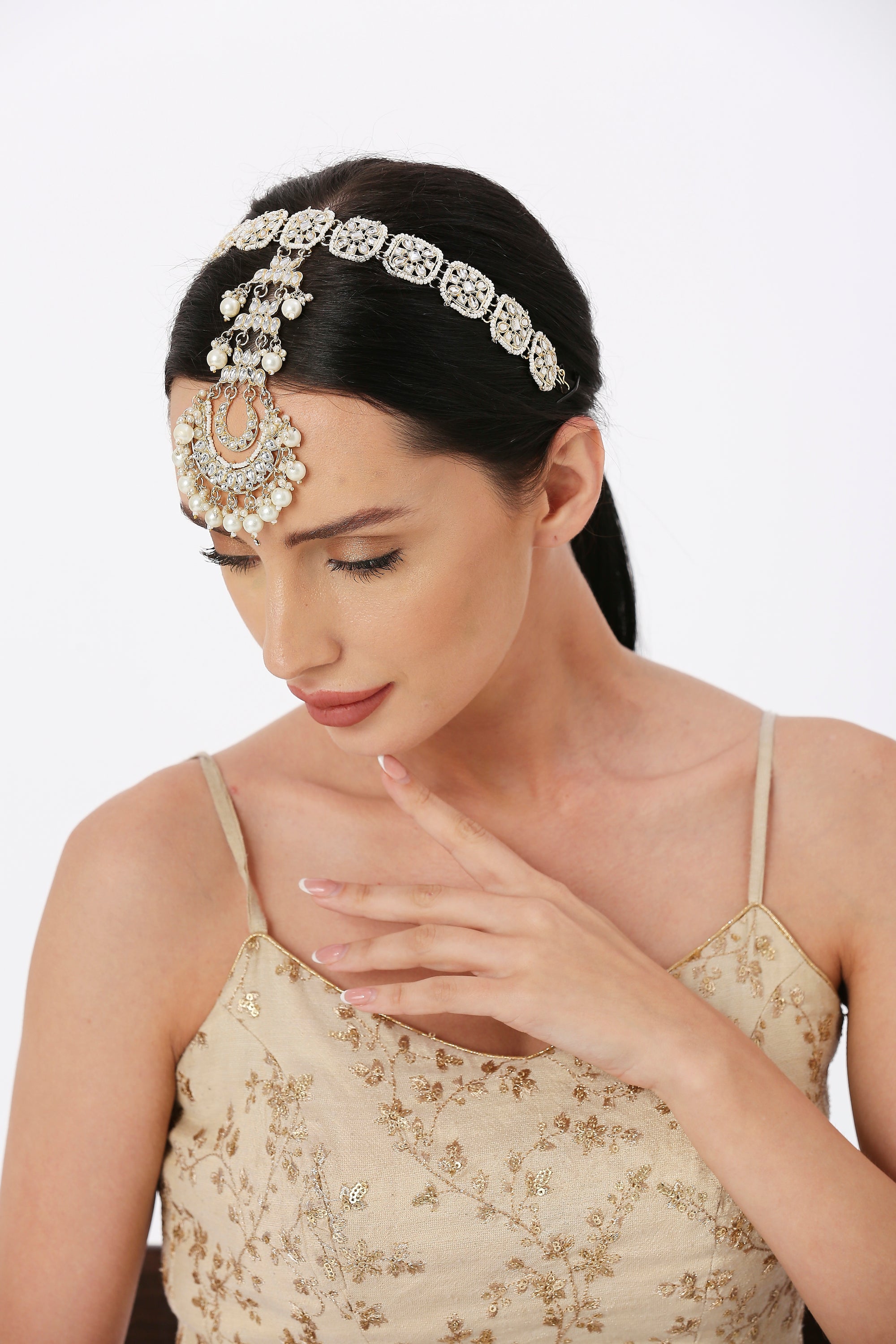 Kundan Traditional Wedding Bridal Sheeshphool/SheeshPatti Maangtikka Matha Patti