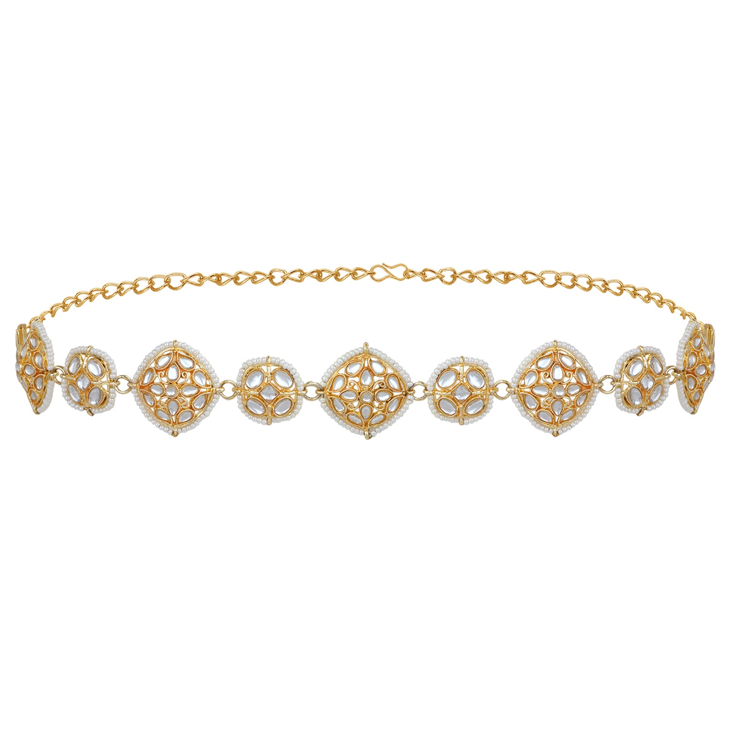 White Kundan Floral Traditional Sheeshphool