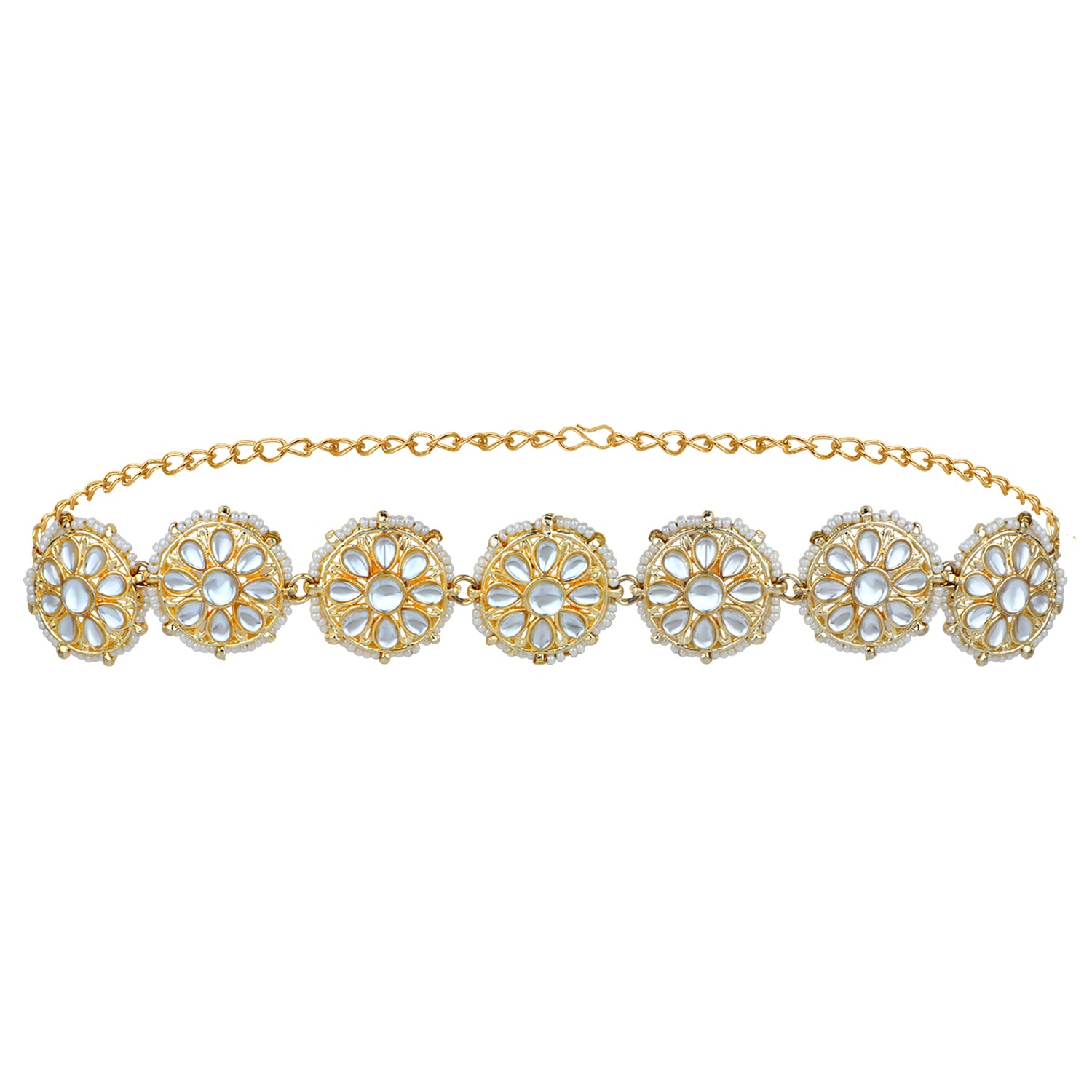 Circular Shaped Kundan Stone Traditional Sheeshphool/SheeshPatti