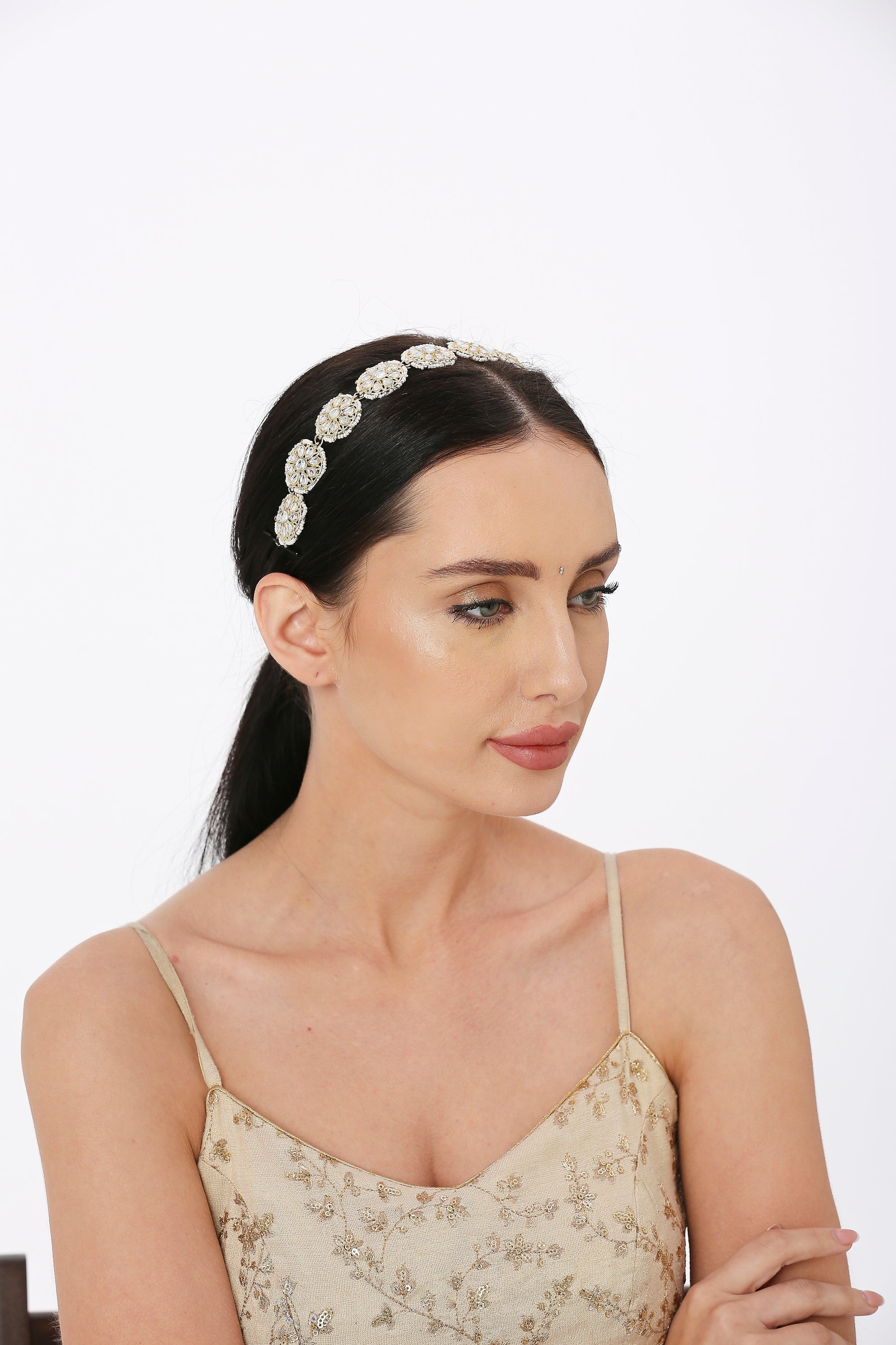 Circular Shaped Kundan Stone Traditional Sheeshphool/SheeshPatti