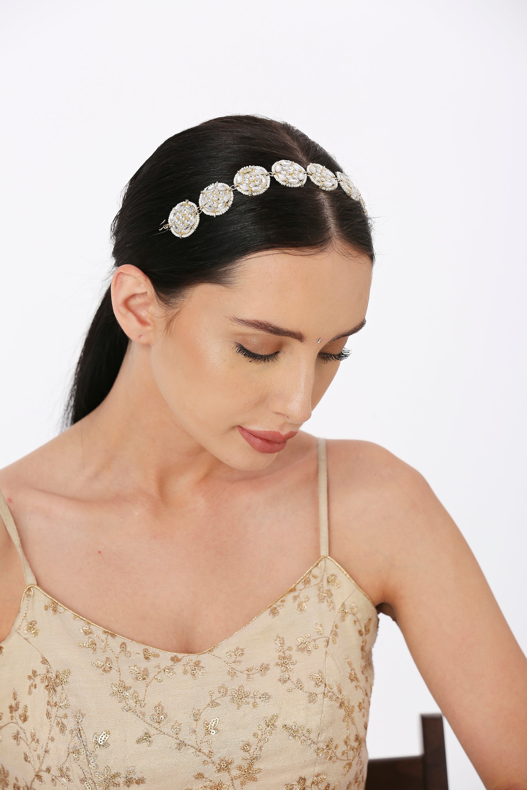 Circular Kundan Stone Sheeshphool/SheeshPatti