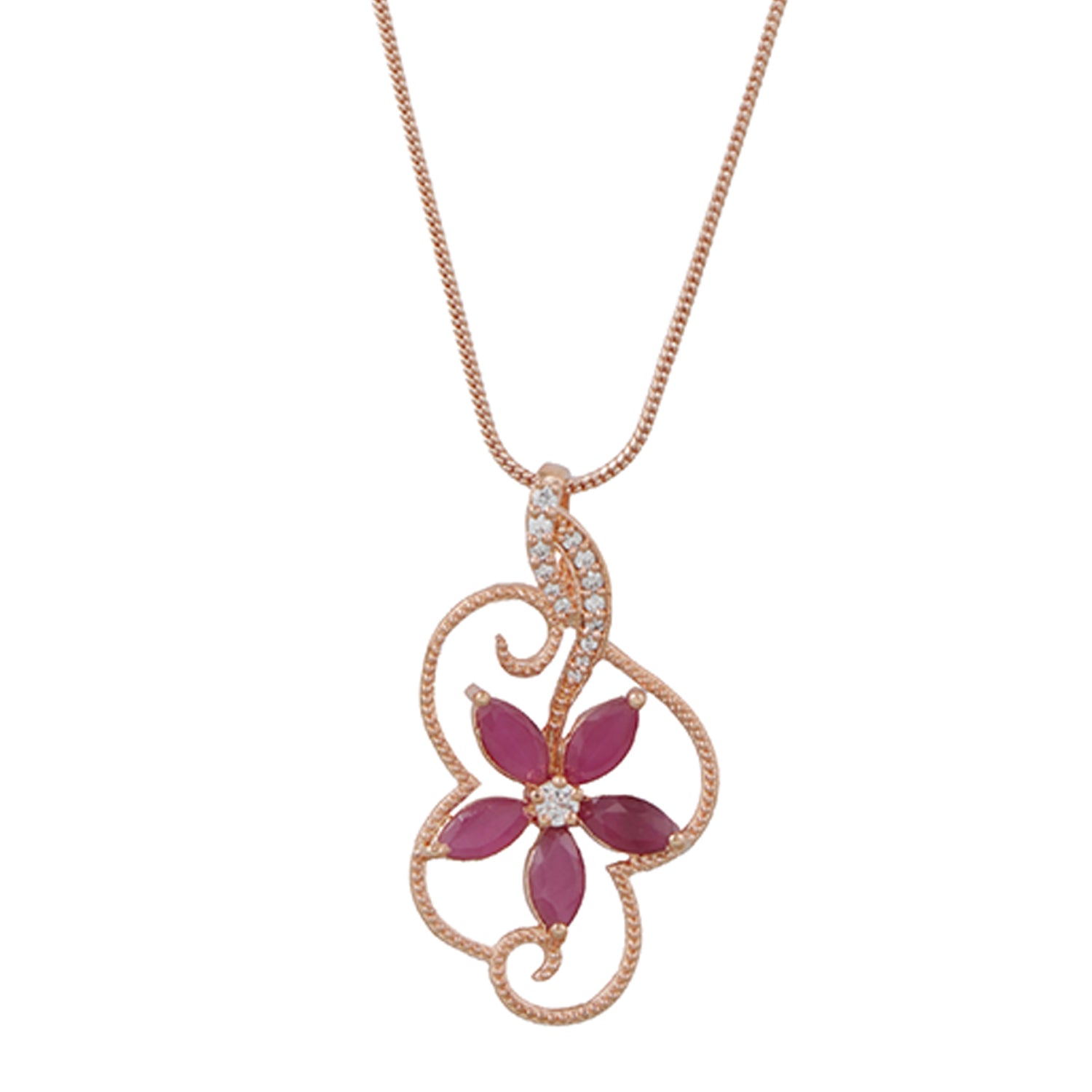Floral inspired Ruby Pendant set