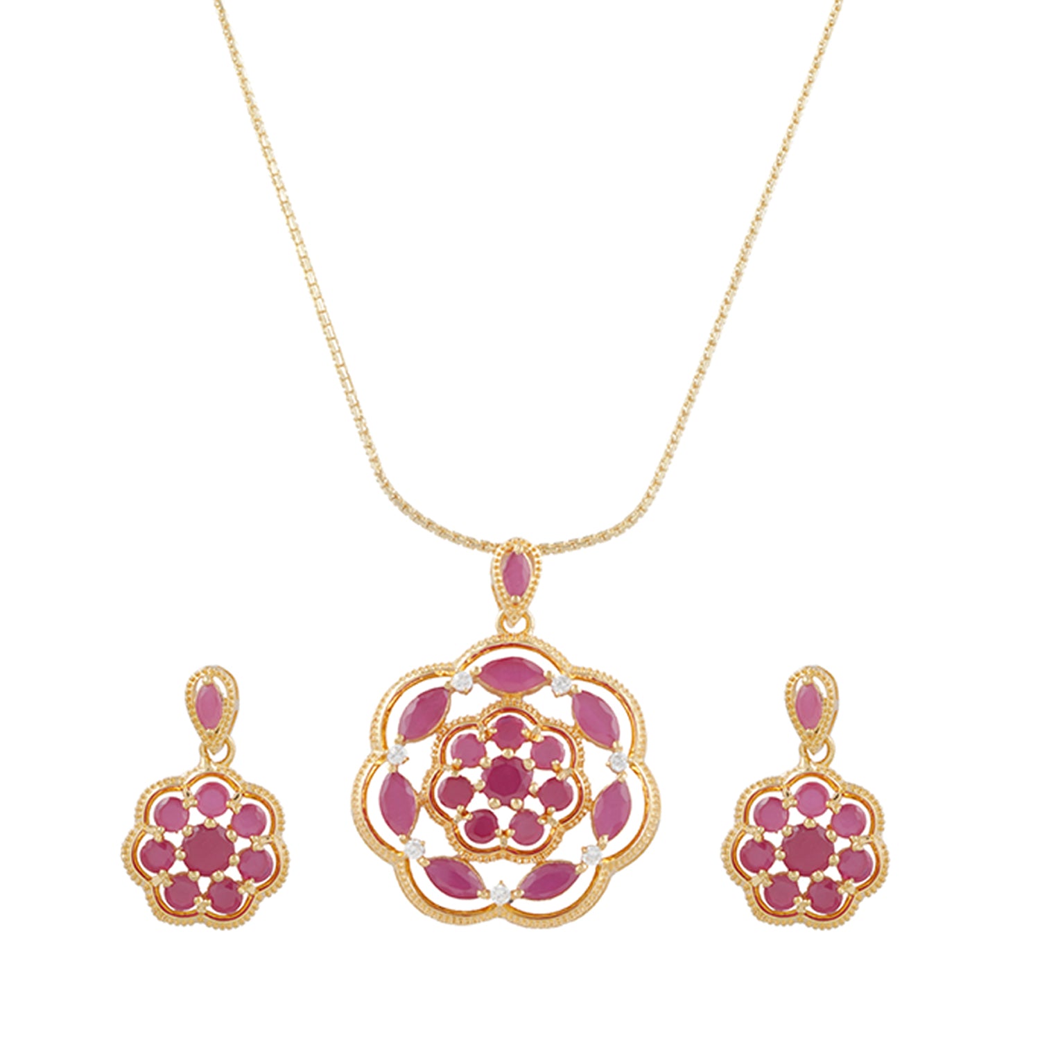 Ethnic Designer Ruby Pendant set