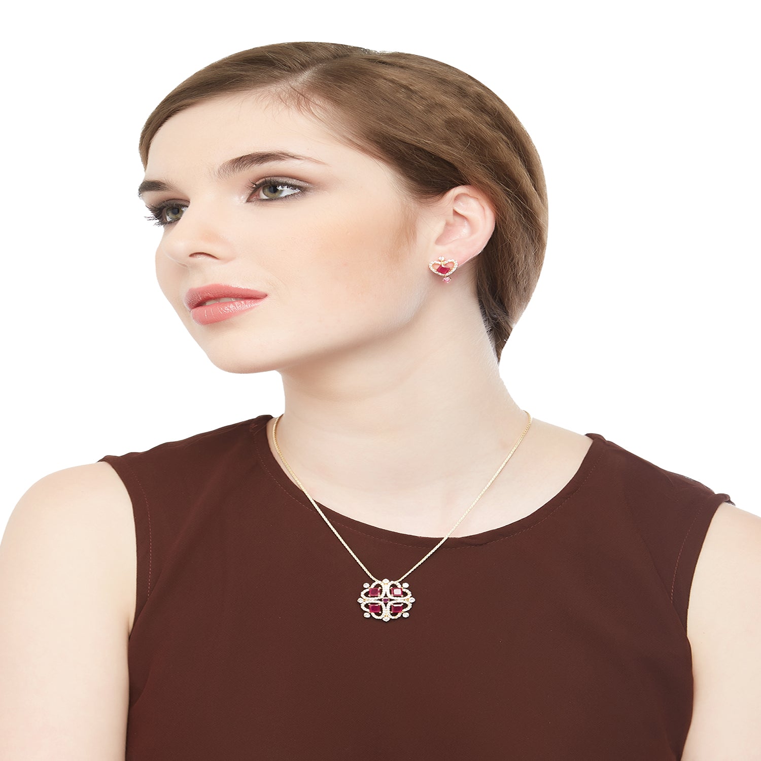 Ruby Love Ethnic Pendant set