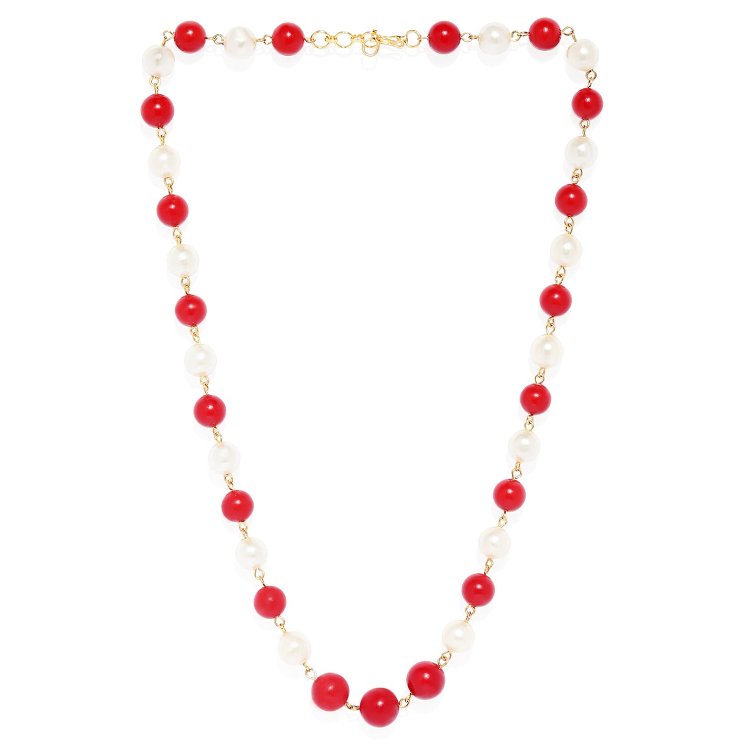 Exclusive Red and Cream Glass Bead Necklace Mala