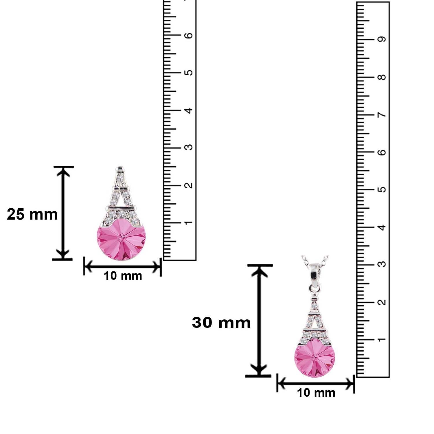 Amethyst Aqua Blue Eiffel Tower Love Pendant set with Crystals