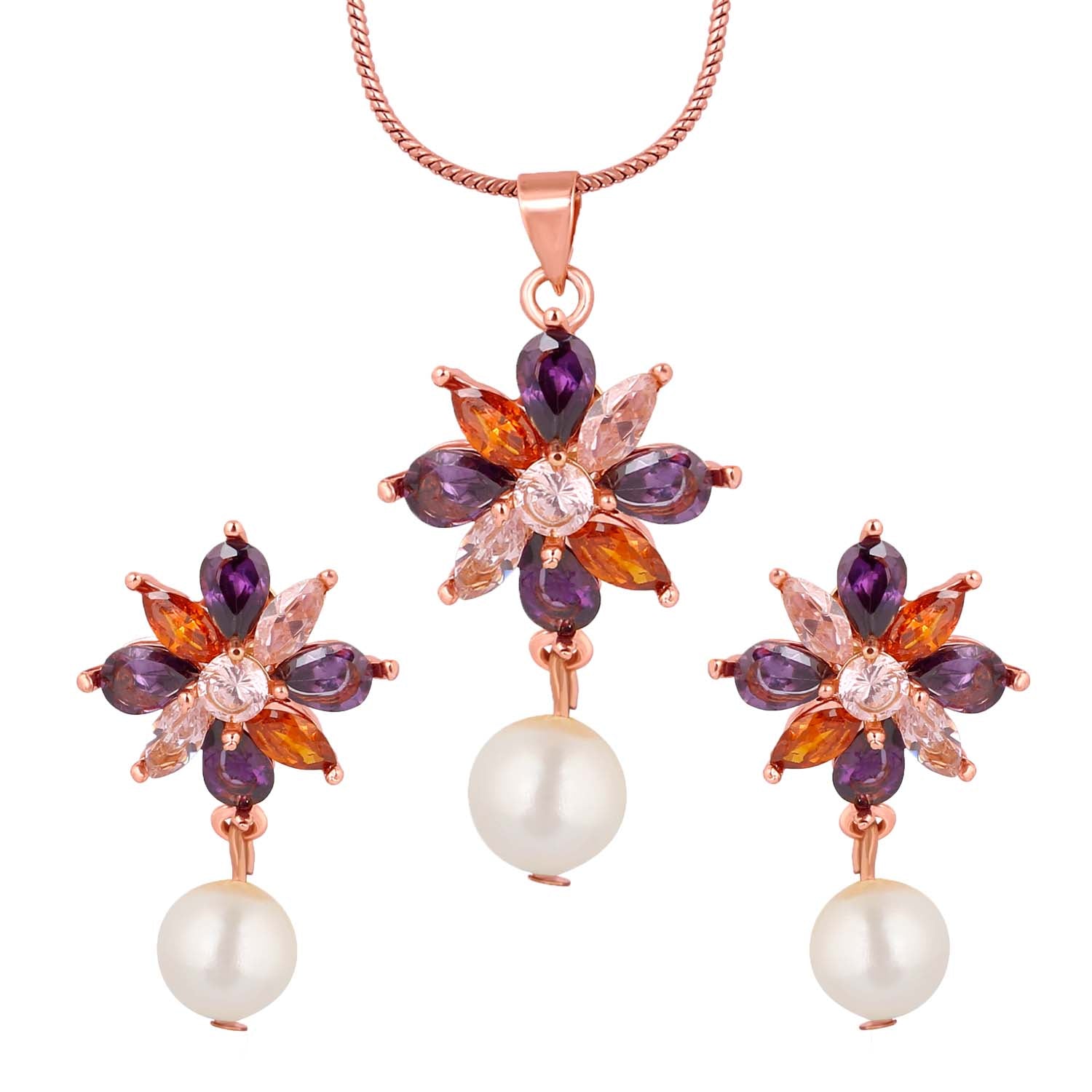 Floral Designer CZ Pendant set