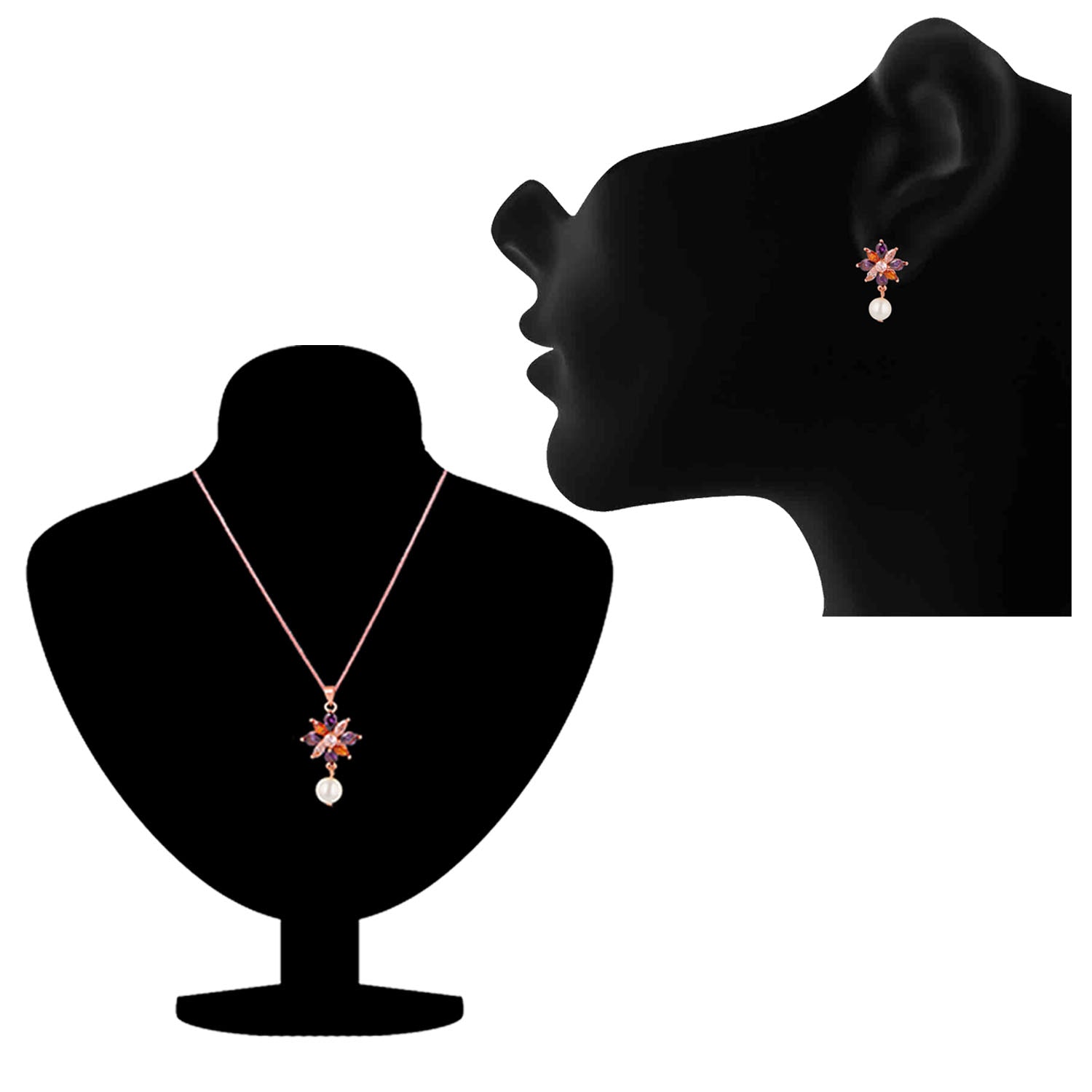Floral Designer CZ Pendant set