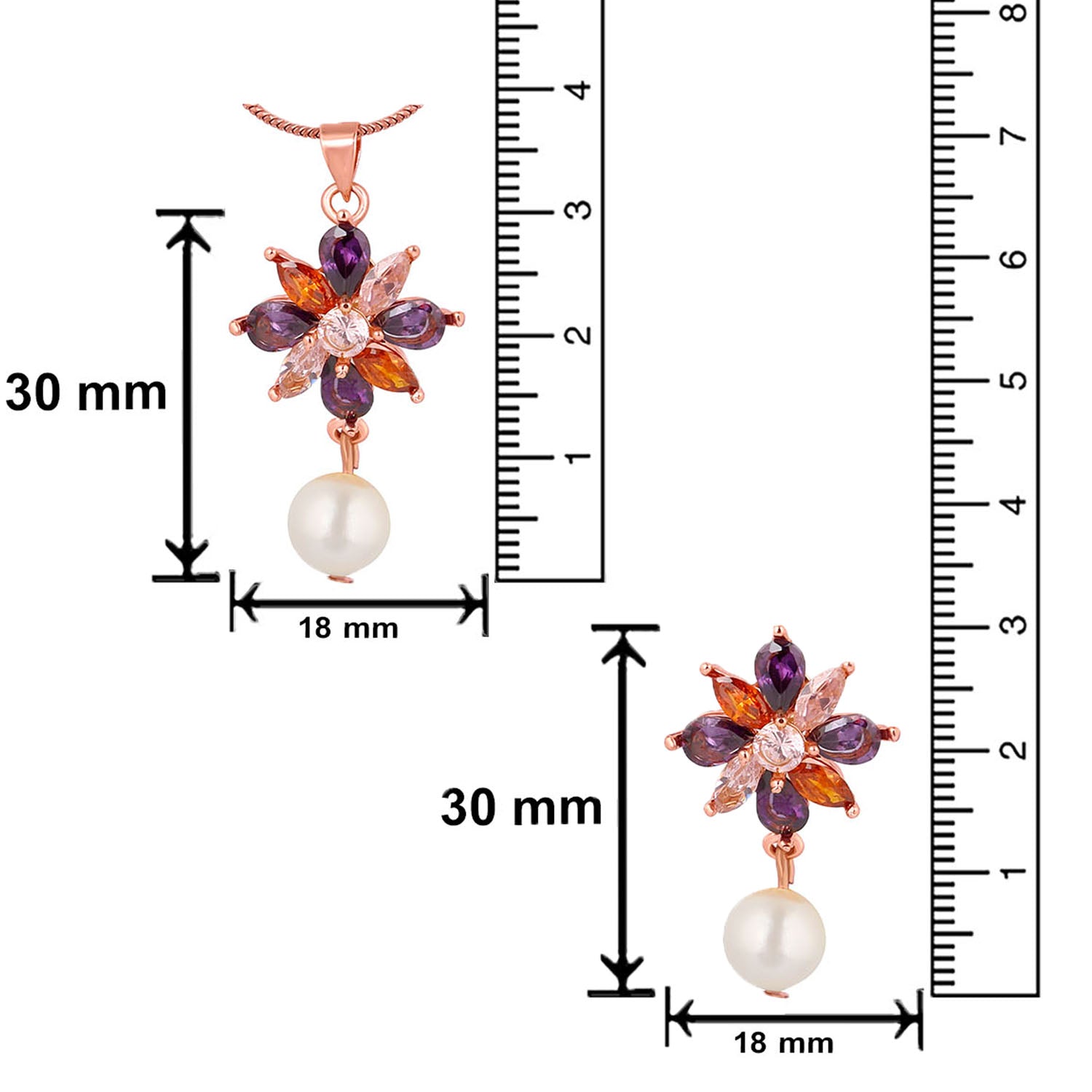 Floral Designer CZ Pendant set