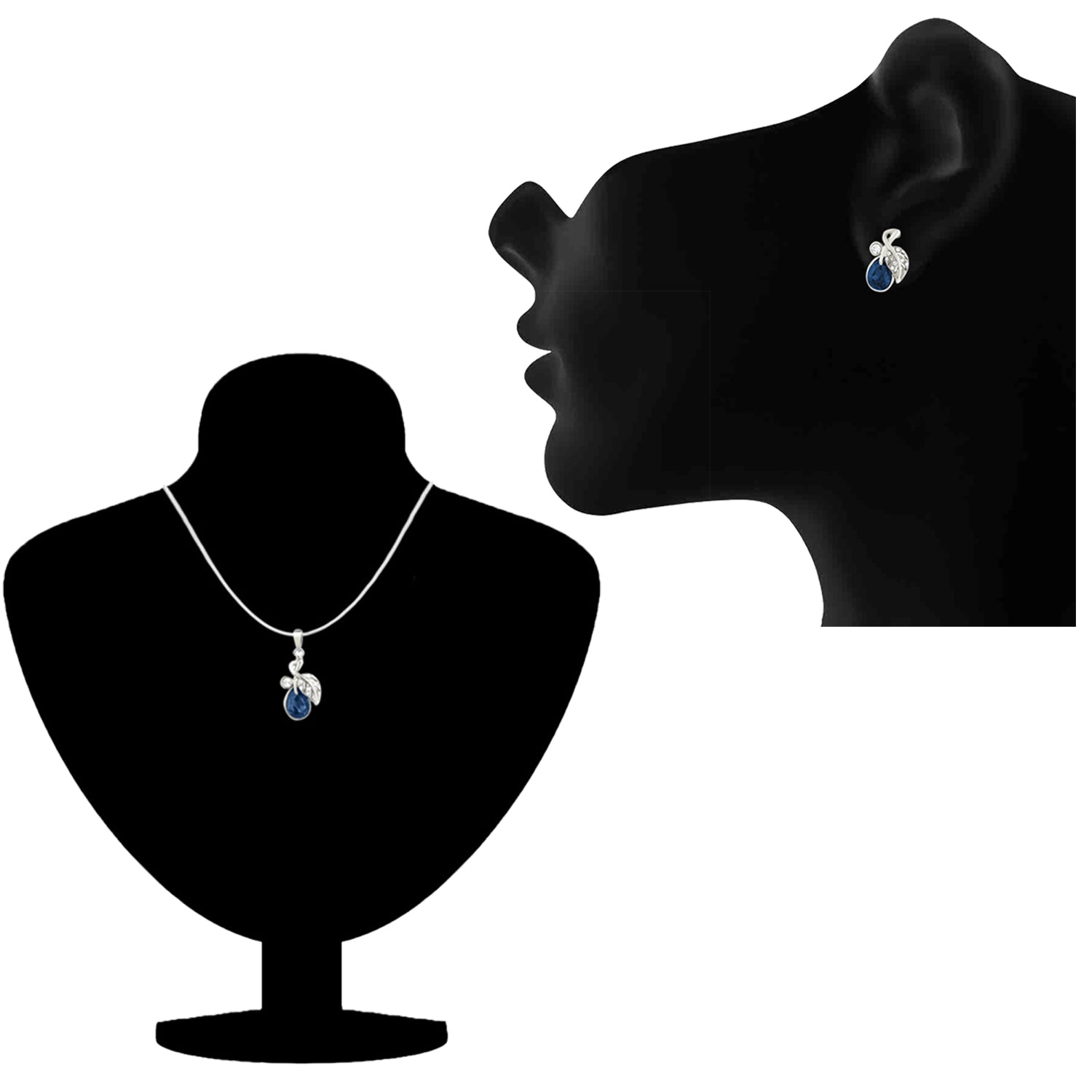 Valentine Gift Montana Blue Berry Marquise Pendant Set with Crystals