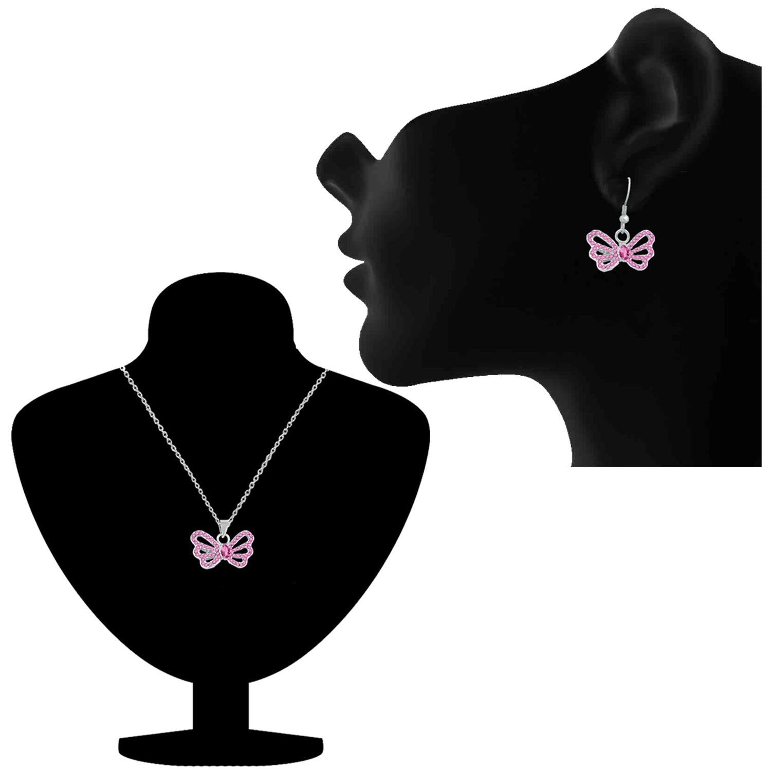 Winged Butterfly Crystal Pendant Set