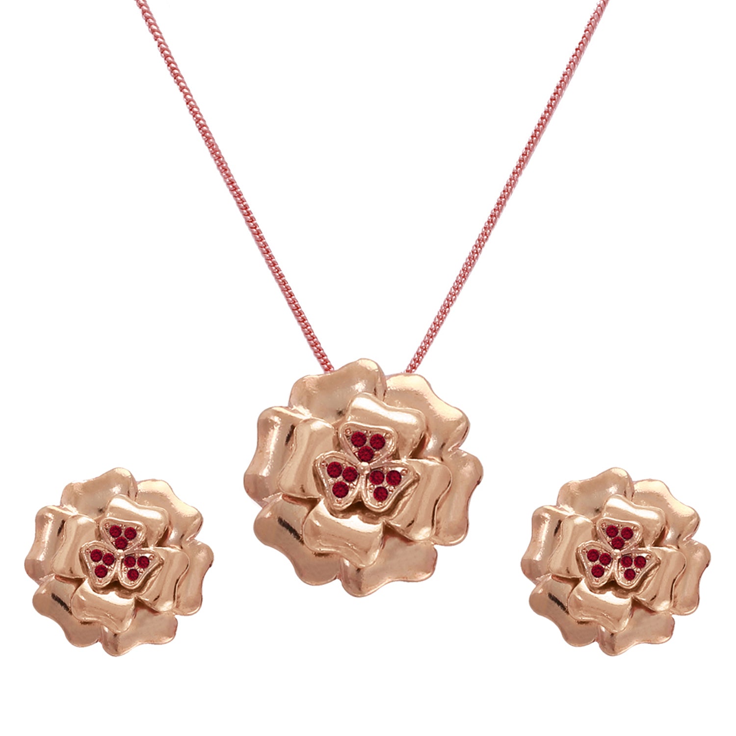 Floral Heart Pendant Set