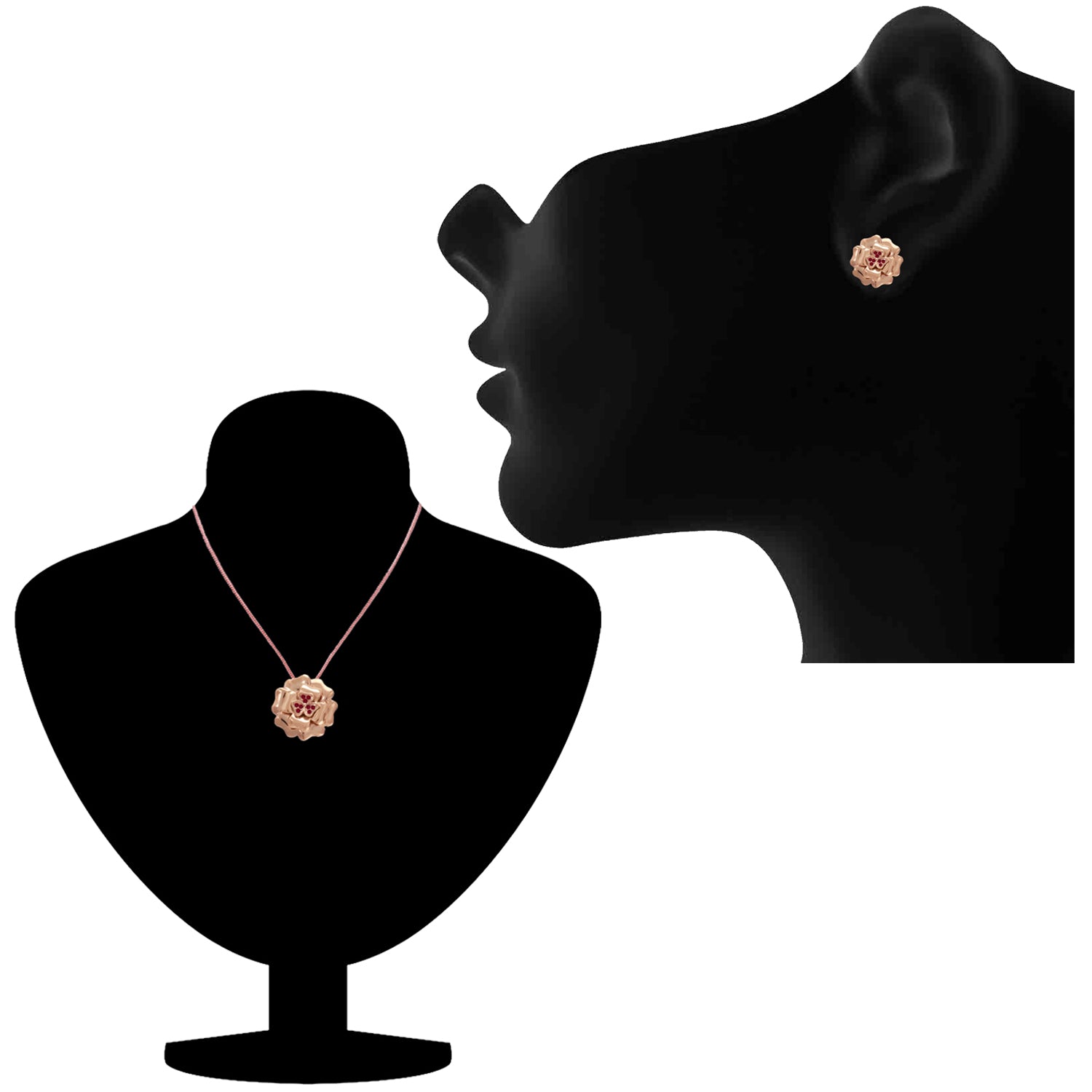 Floral Heart Pendant Set