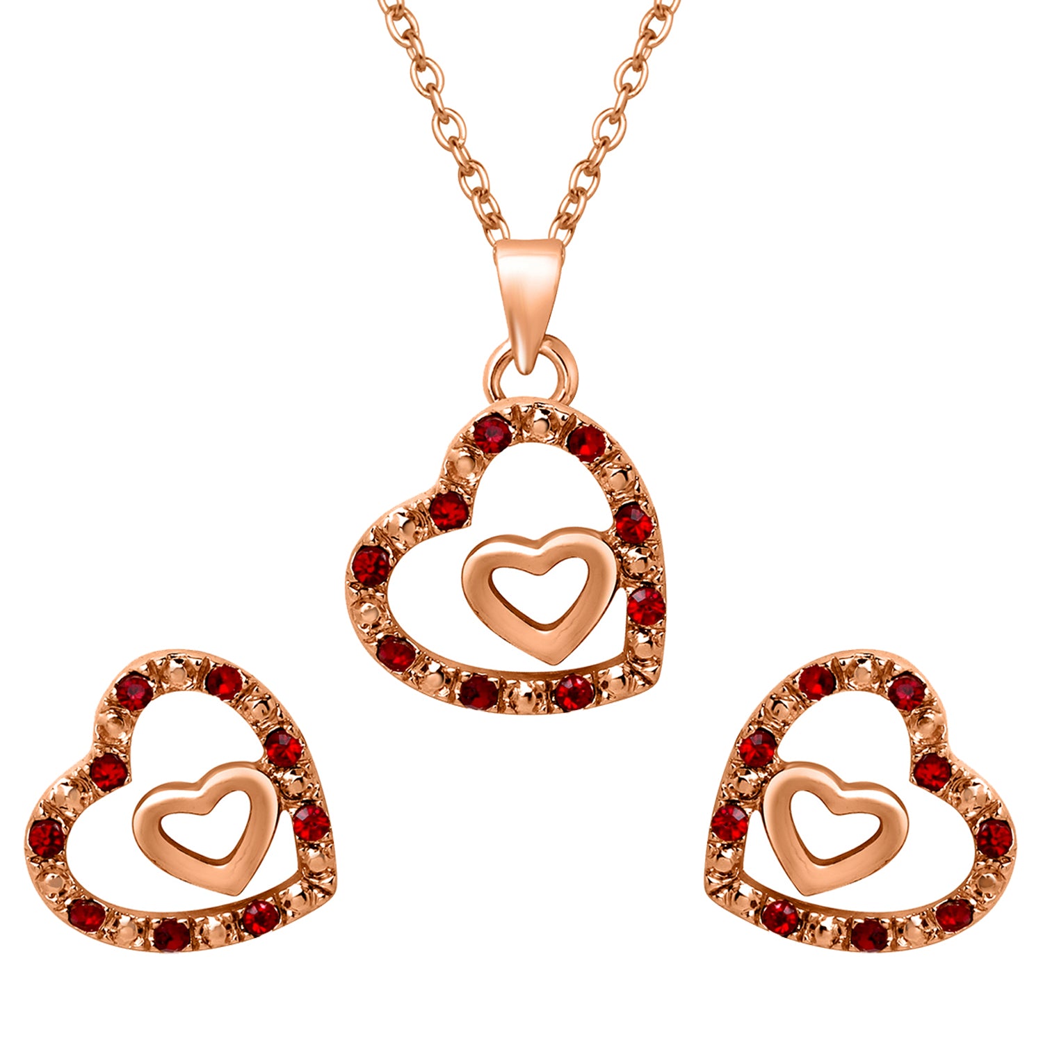 Dual Heart Pendant Set