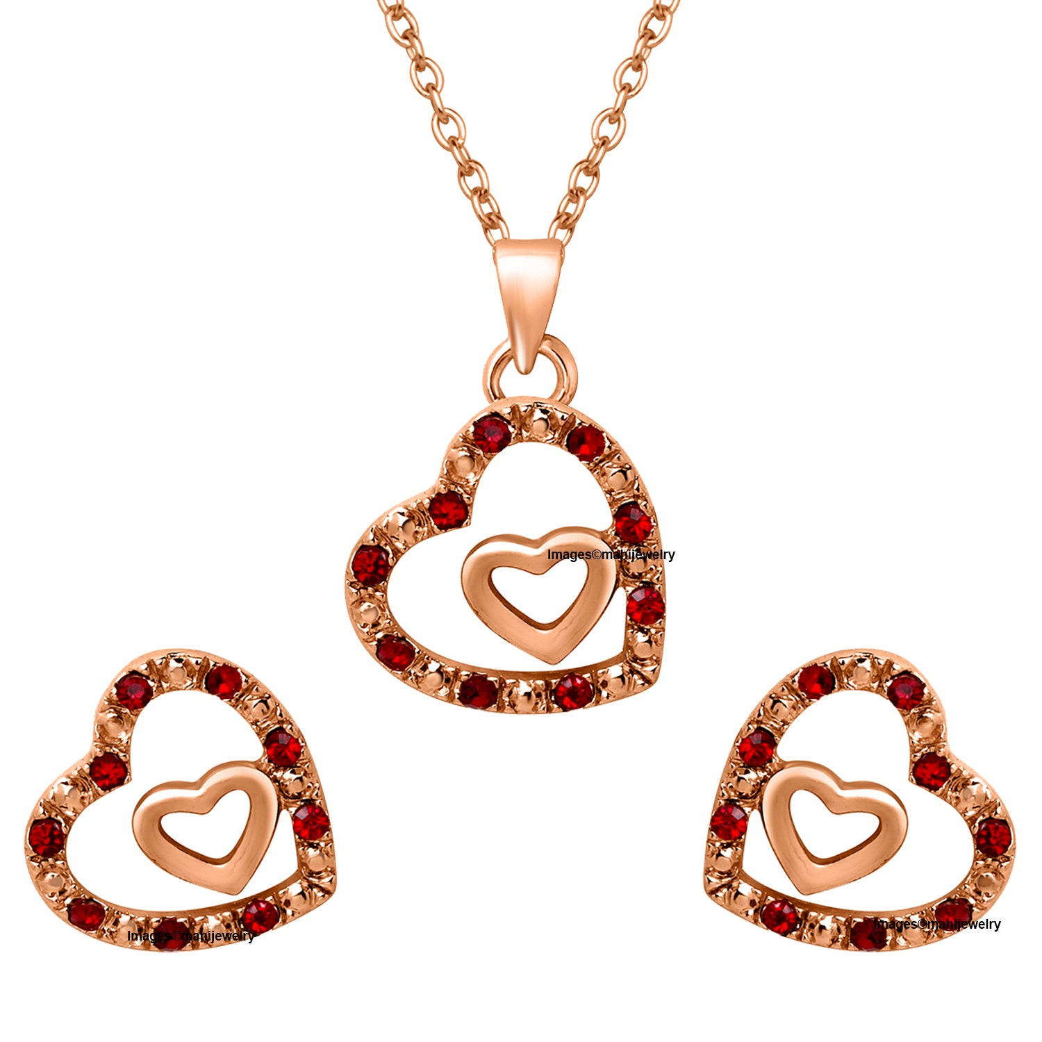 Dual Heart Pendant Set