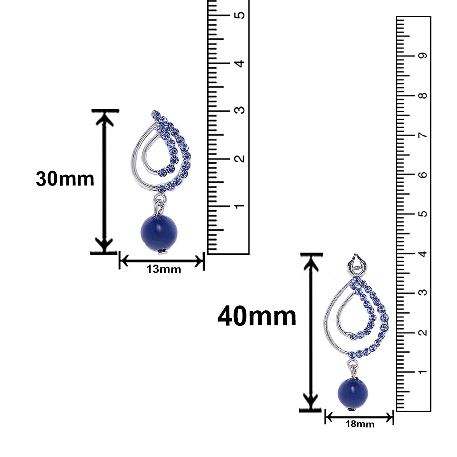 Valentine Gift Blue Crystals and Artificial Pearls Paisley Necklace Set