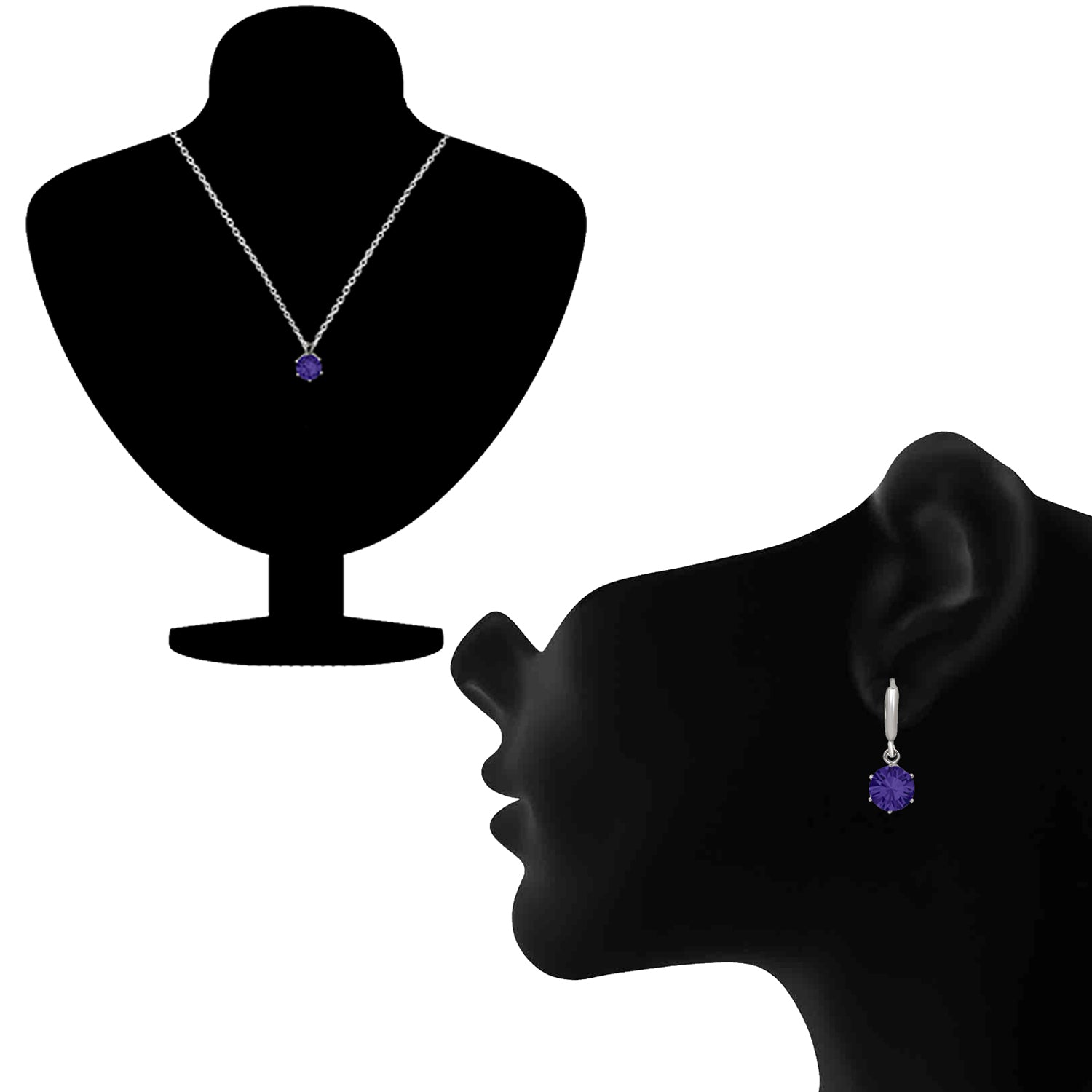 Solitaire White Round Crystal Pendant Set