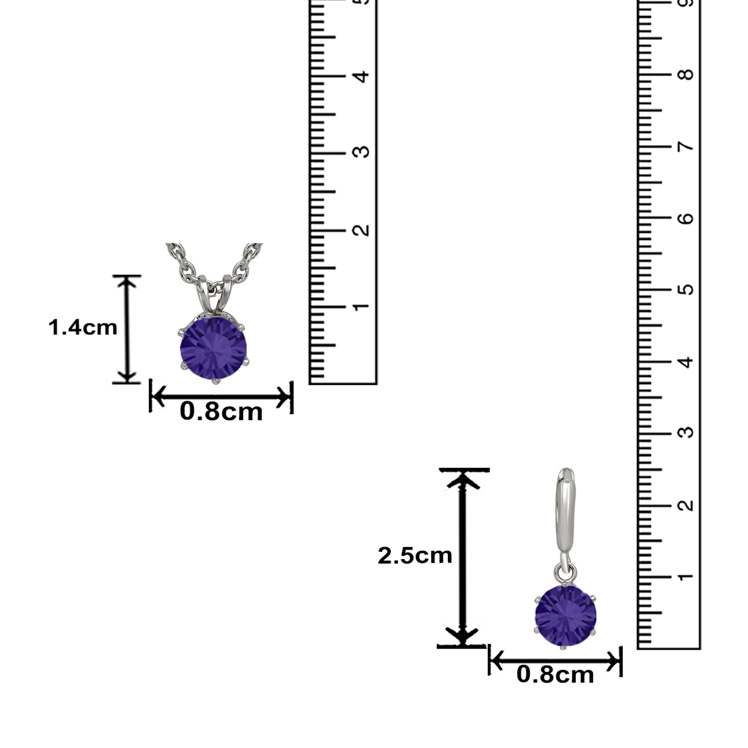 Solitaire White Round Crystal Pendant Set
