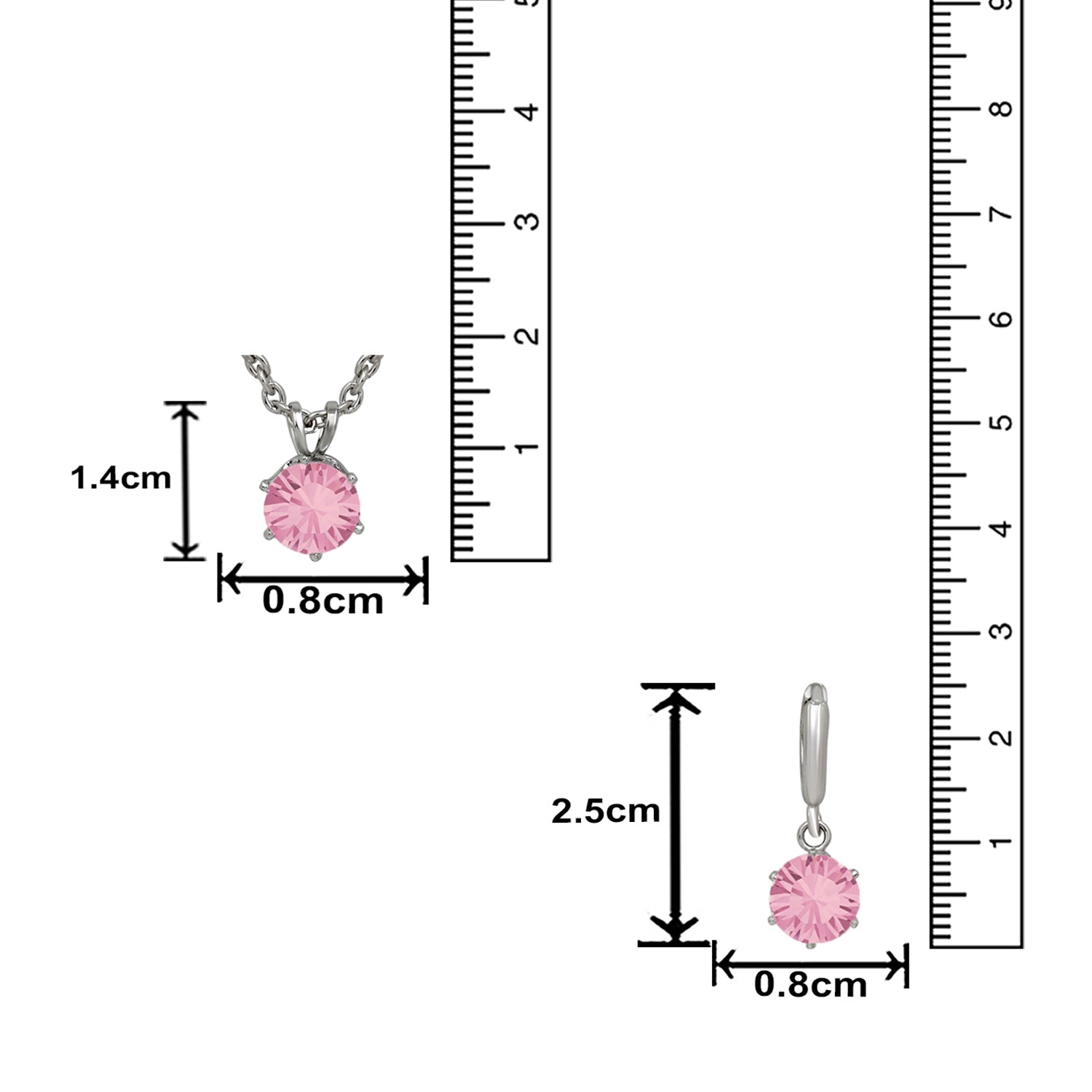 Solitaire White Round Crystal Pendant Set