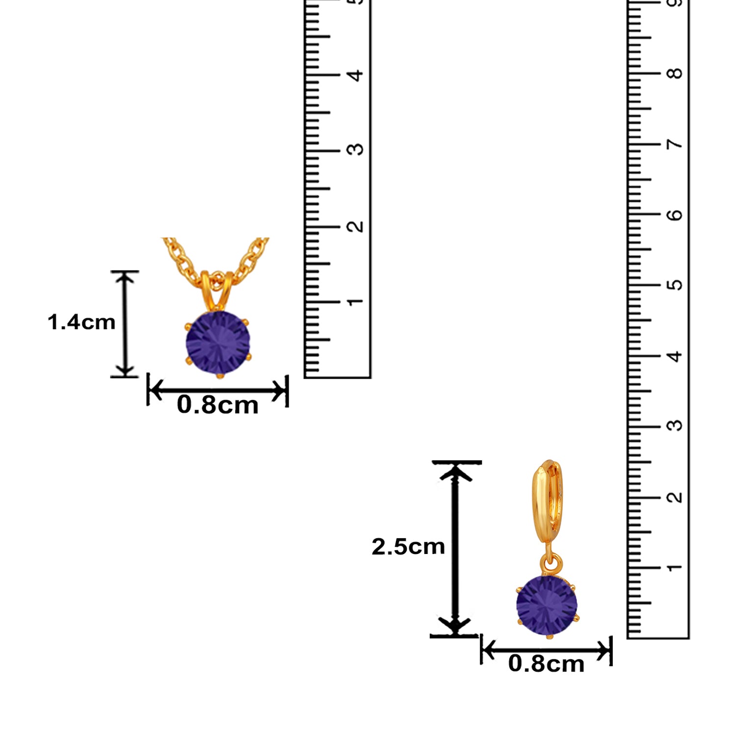 Solitaire White Round Crystal Pendant Set