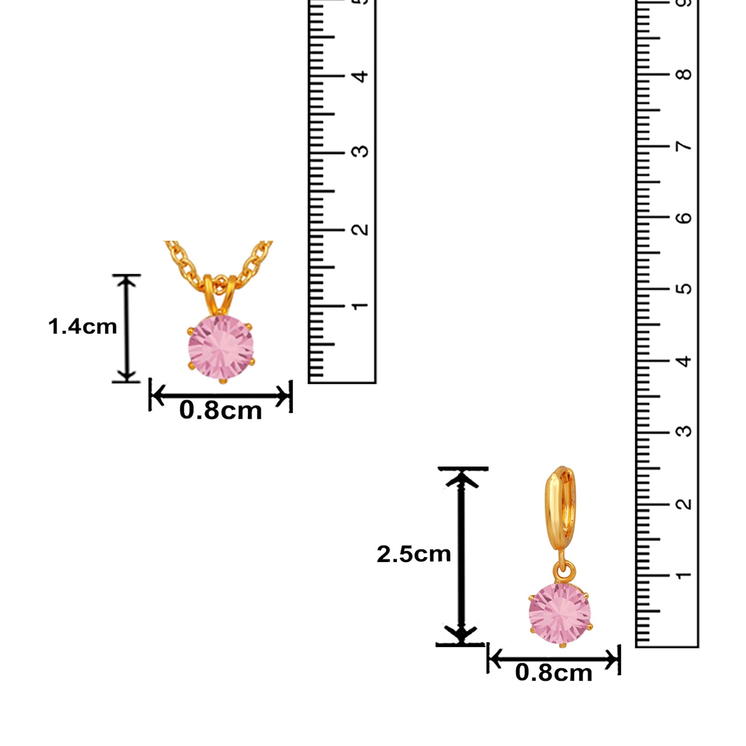 Solitaire White Round Crystal Pendant Set